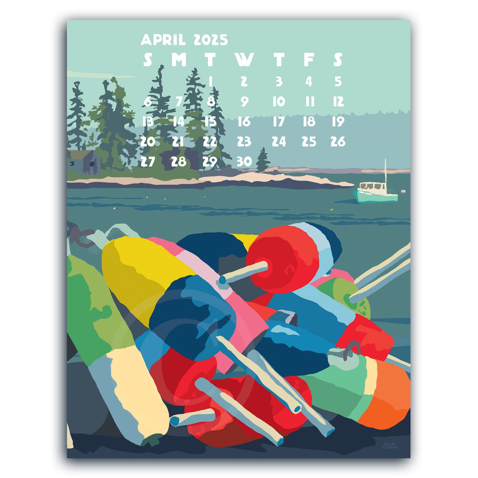 SOLD OUT 2025 Art Poster Calendar 11" x 14" Retro Vintage Art Style by Alan Claude Graphic Artist *slightly imperfect*