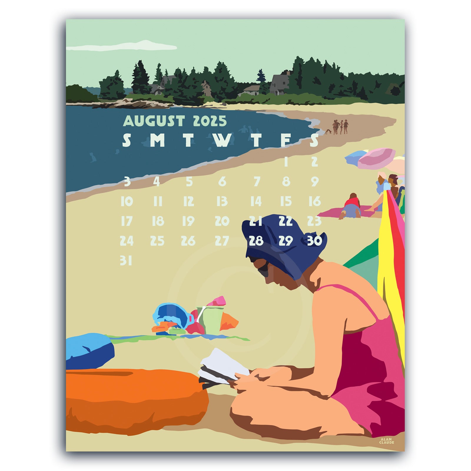 SOLD OUT 2025 Art Poster Calendar 11" x 14" Retro Vintage Art Style by Alan Claude Graphic Artist *slightly imperfect*