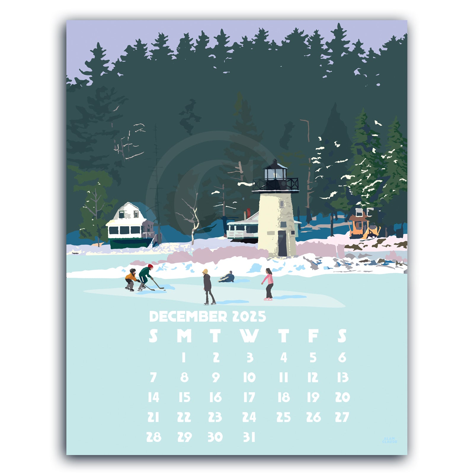 SOLD OUT 2025 Art Poster Calendar 11" x 14" Retro Vintage Art Style by Alan Claude Graphic Artist *slightly imperfect*