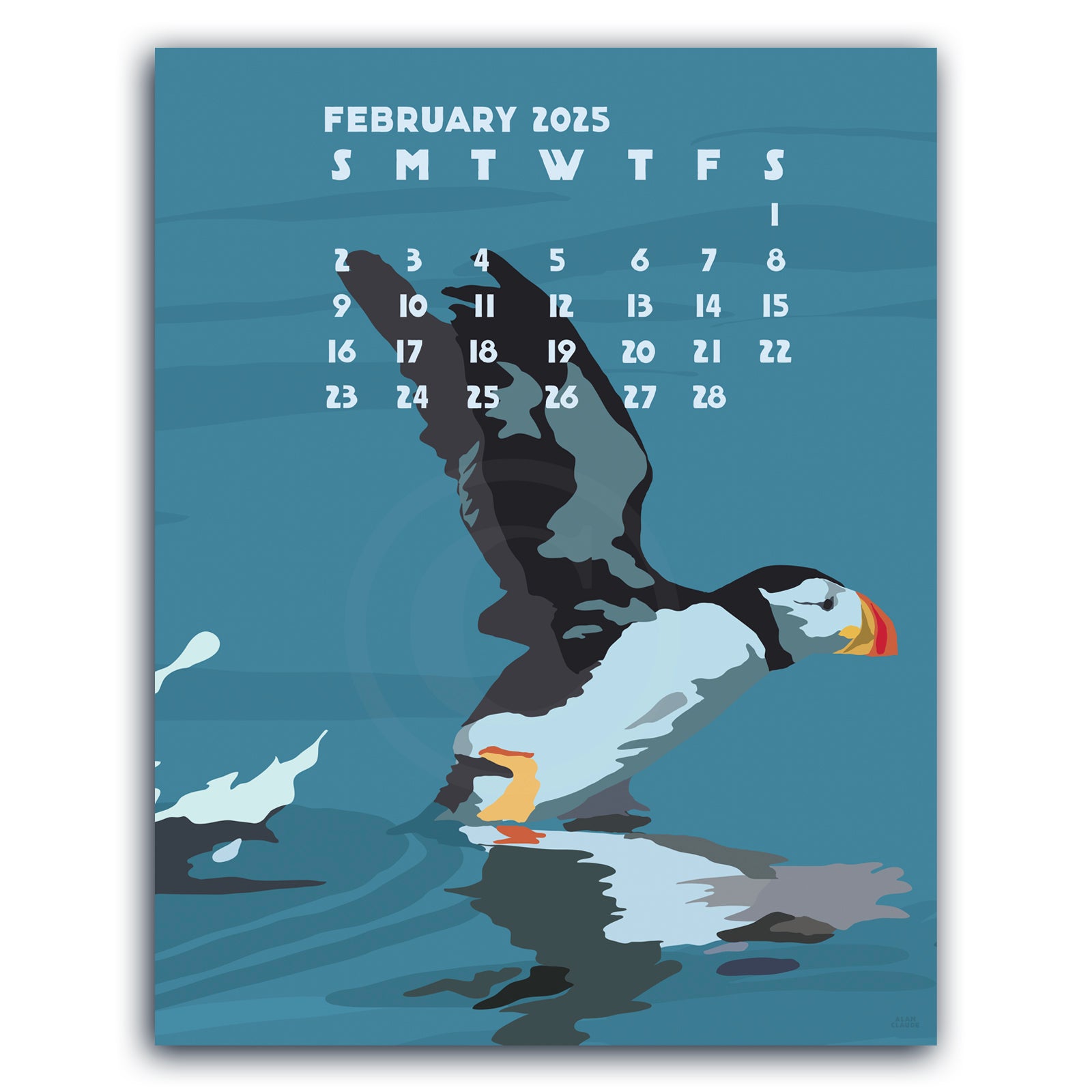 SOLD OUT 2025 Art Poster Calendar 11" x 14" Retro Vintage Art Style by Alan Claude Graphic Artist *slightly imperfect*