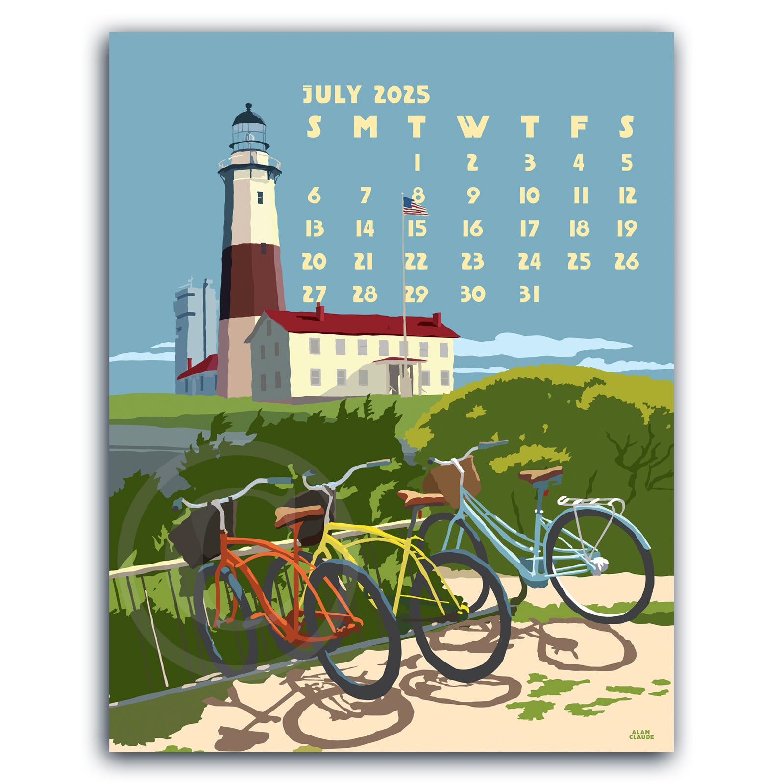 SOLD OUT 2025 Art Poster Calendar 11" x 14" Retro Vintage Art Style by Alan Claude Graphic Artist *slightly imperfect*
