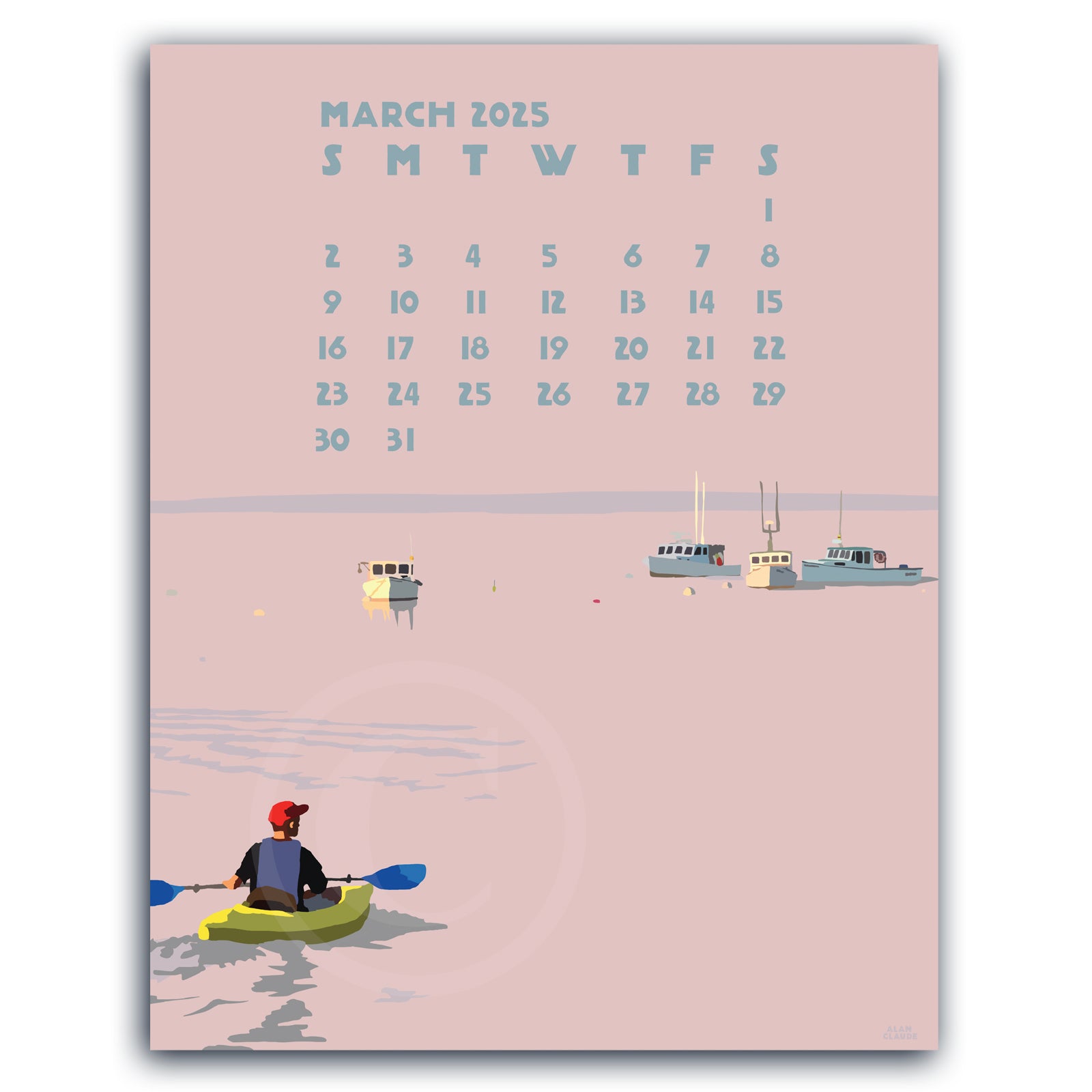 SOLD OUT 2025 Art Poster Calendar 11" x 14" Retro Vintage Art Style by Alan Claude Graphic Artist *slightly imperfect*