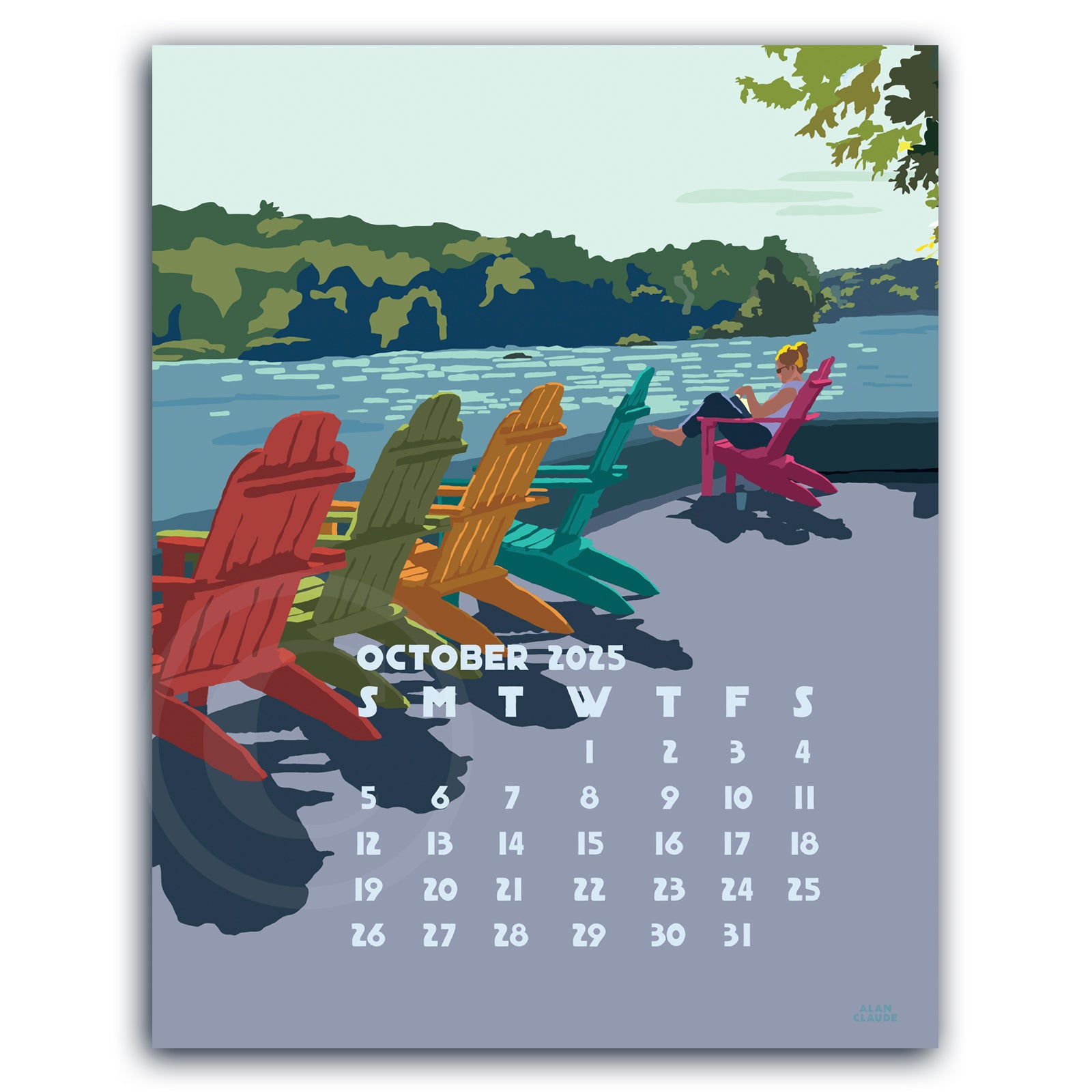 SOLD OUT 2025 Art Poster Calendar 11" x 14" Retro Vintage Art Style by Alan Claude Graphic Artist *slightly imperfect*