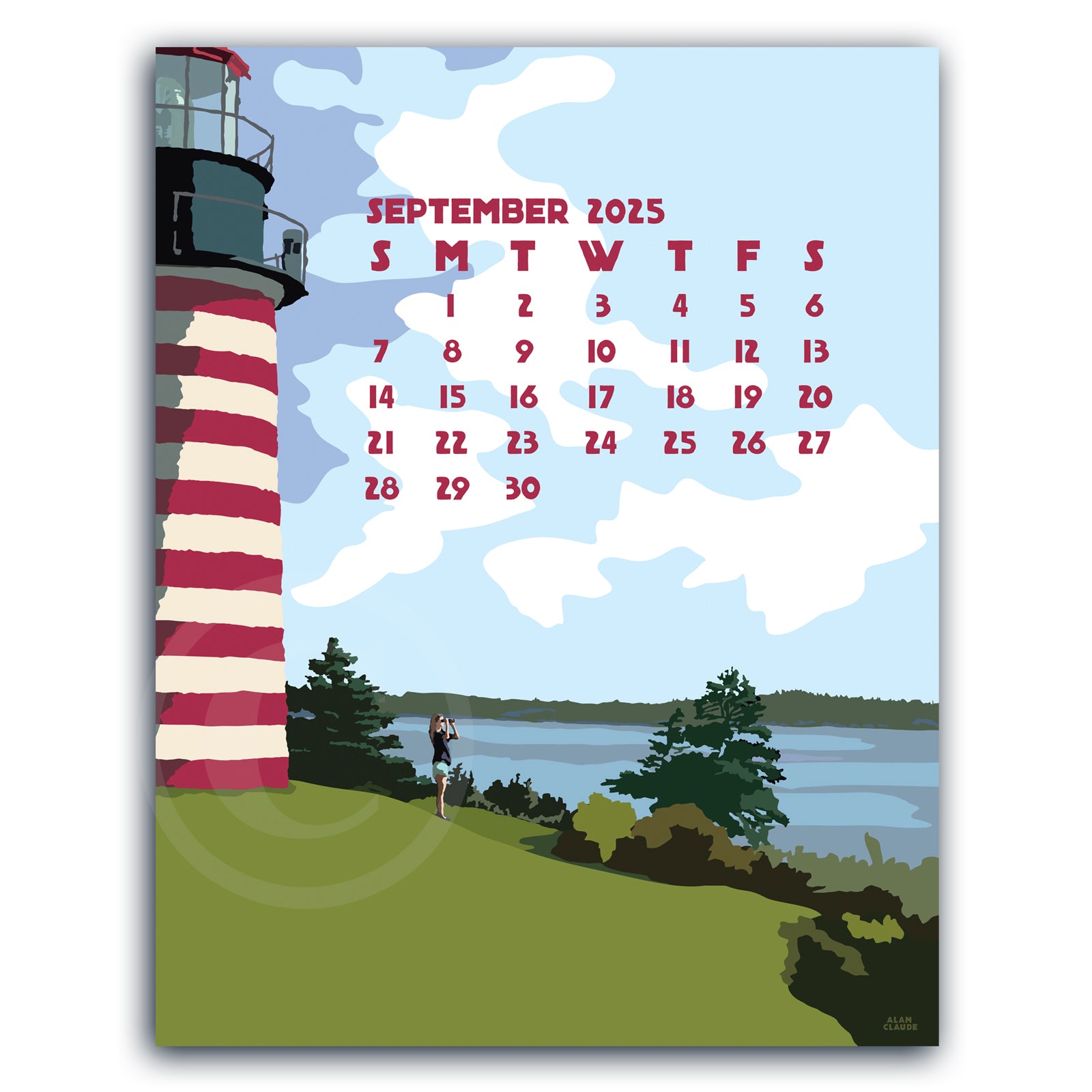 SOLD OUT 2025 Art Poster Calendar 11" x 14" Retro Vintage Art Style by Alan Claude Graphic Artist *slightly imperfect*