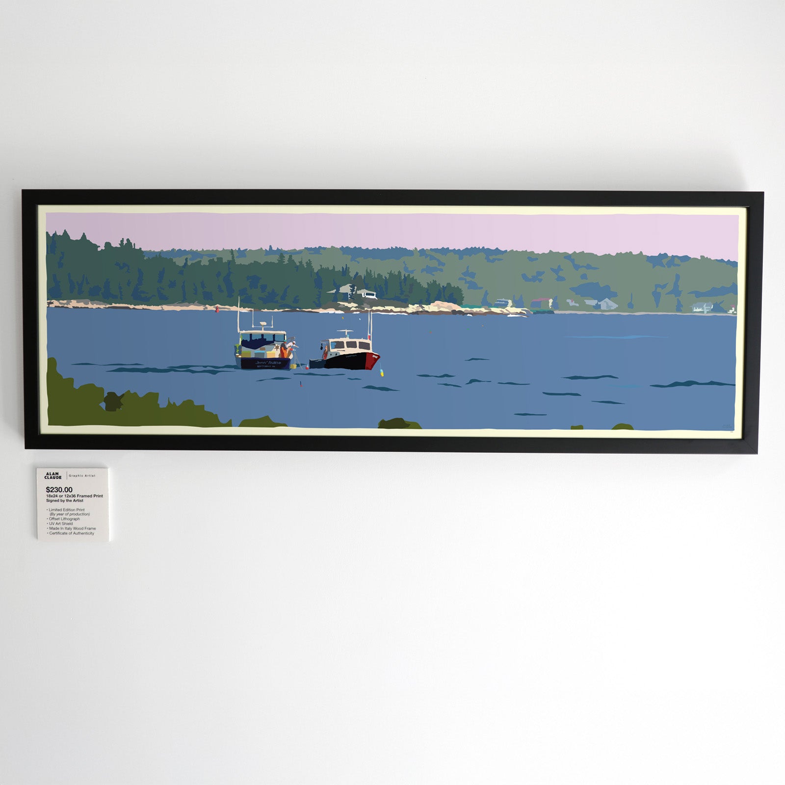 Catching Up Art Print 12" x 36" Framed Wall Poster - Maine