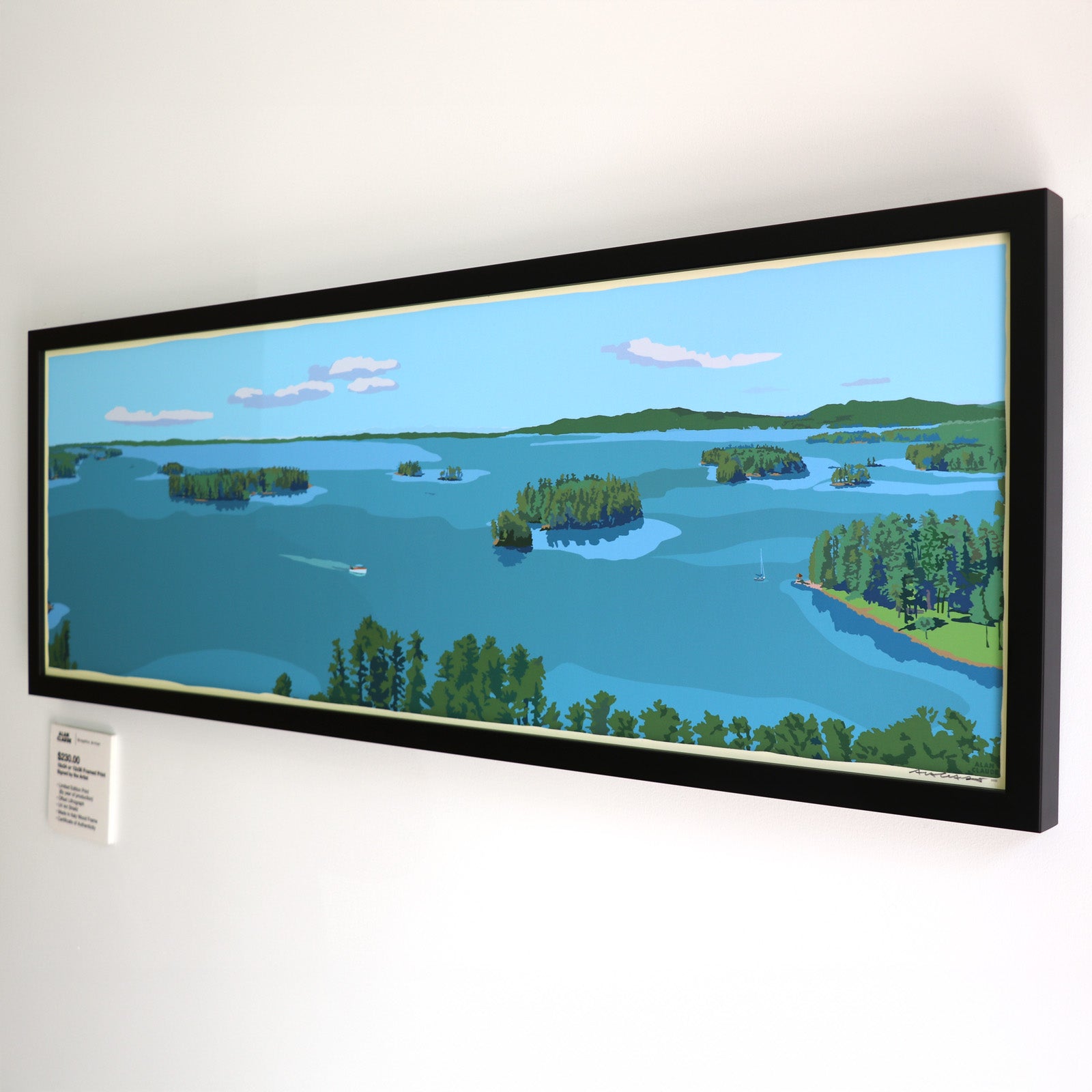 Above Sebago Lake Art Print 12" x 36" Framed Wall Poster - Maine