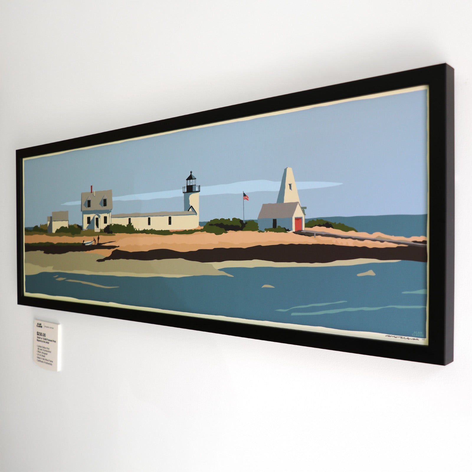 Goat Island Light Art Print 12" x 36" Framed Wall Poster - Maine