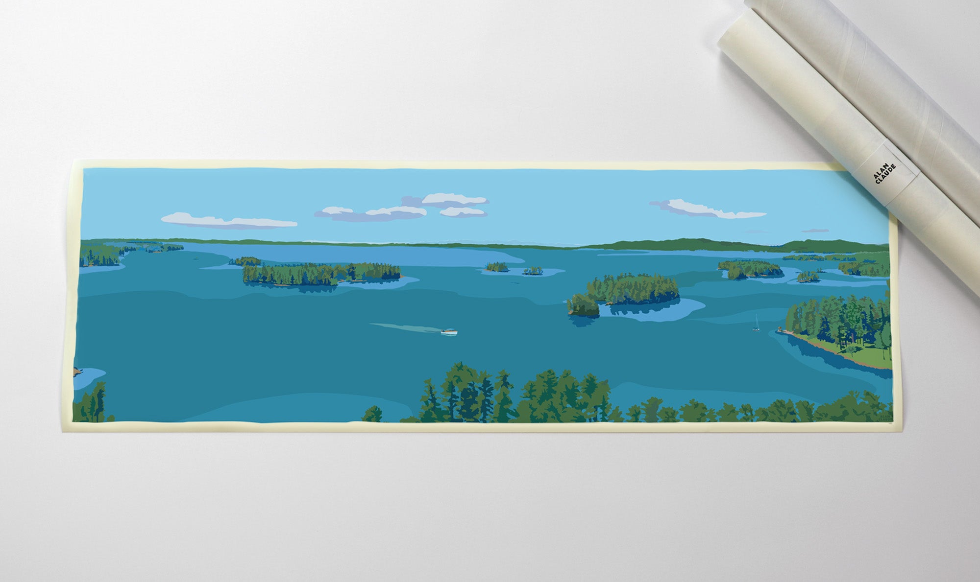 Above Sebago Lake Art Print 12" x 36" Poster - Maine