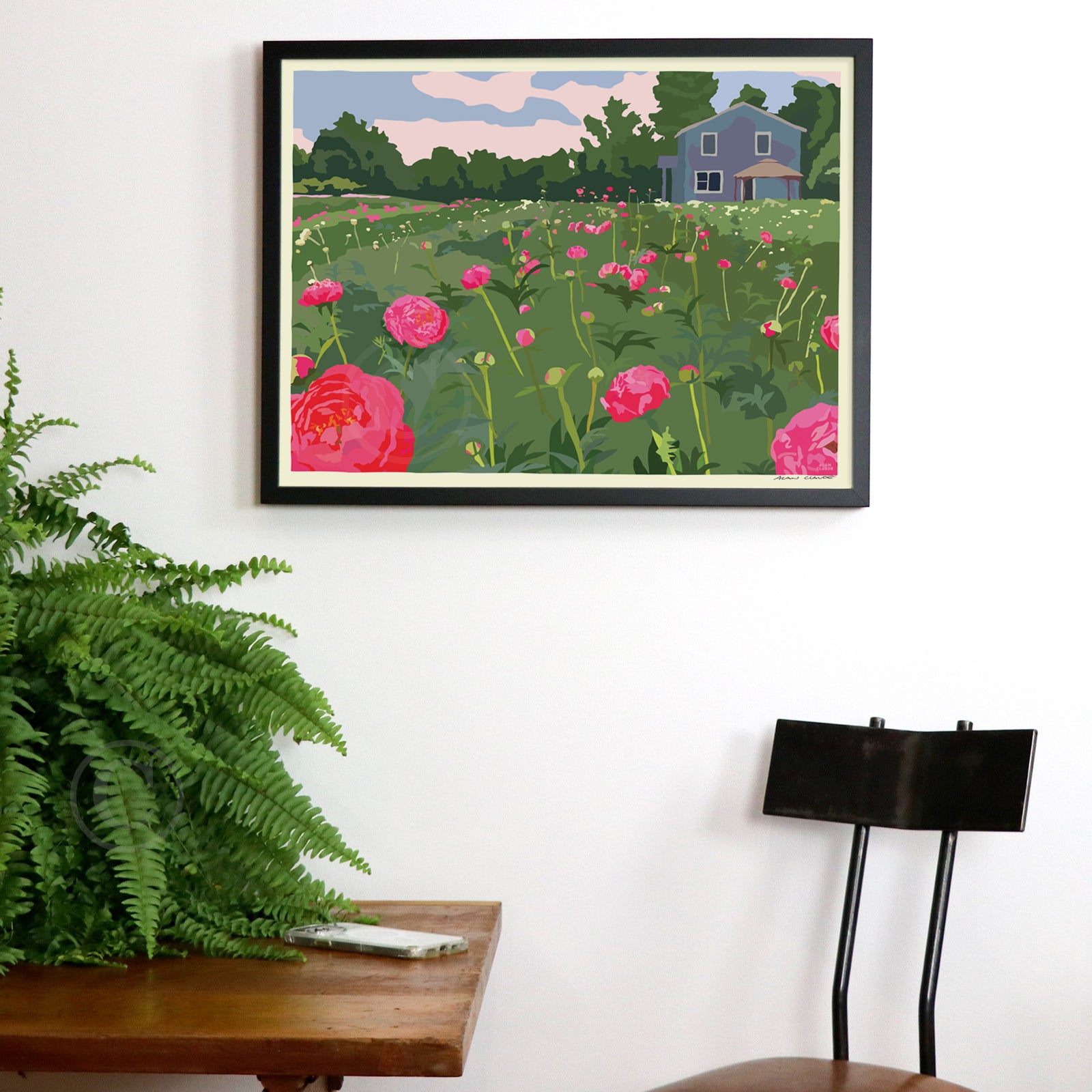 Peonies Art Print 18" x 24" Horizontal Framed Wall Poster By Alan Claude - Maine