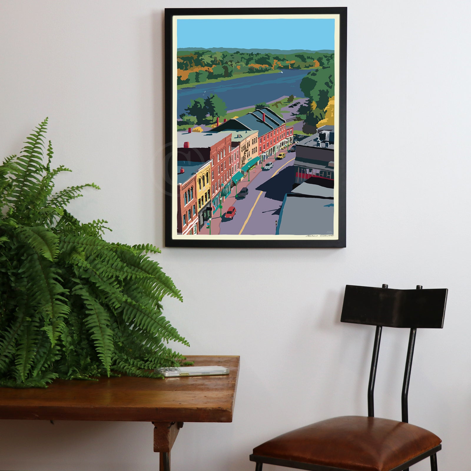 Above Gardiner Art Print 18" x 24" Framed Wall Poster By Alan Claude - Maine