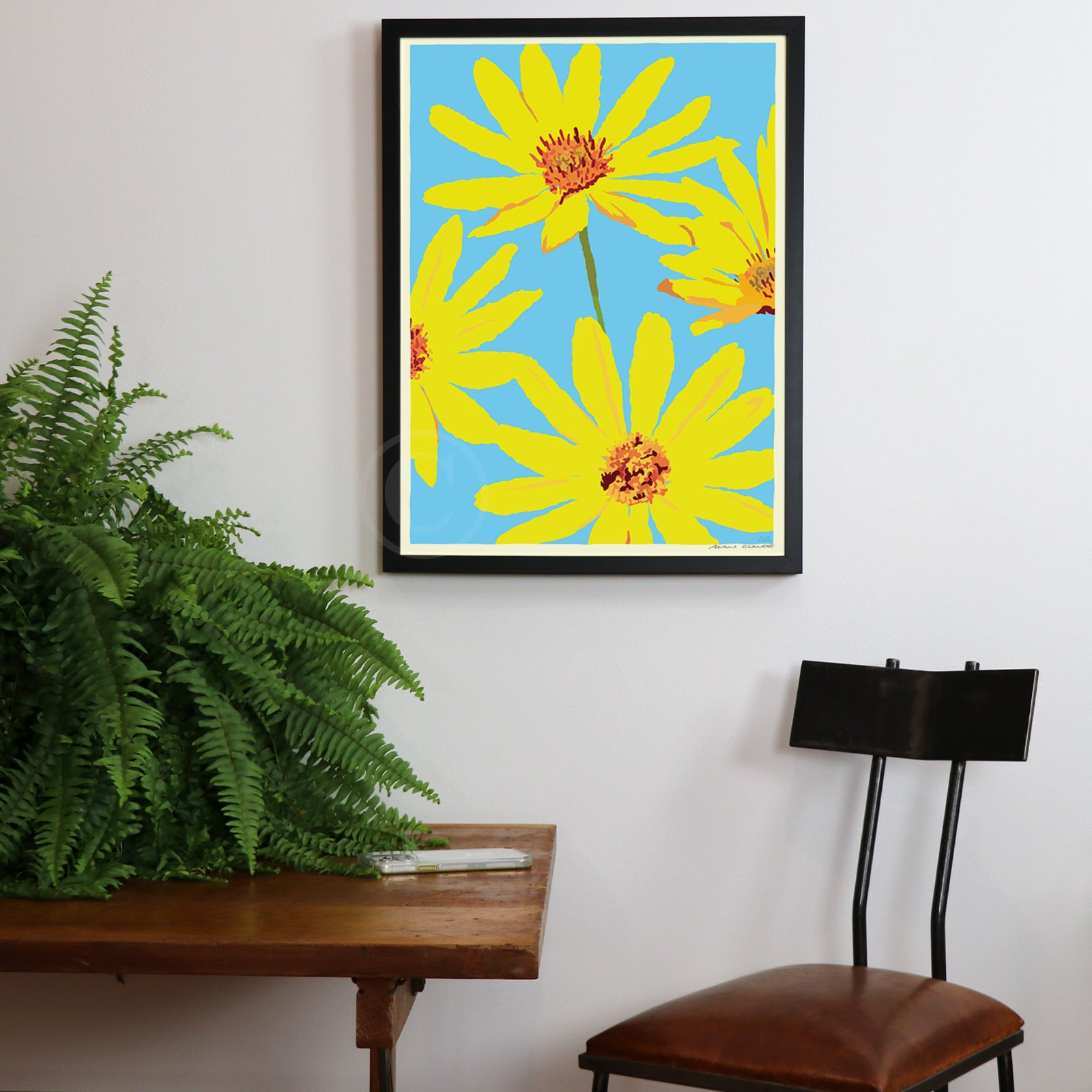 Joy Daisies Art Print 18" x 24" Framed Wall Poster By Alan Claude - Maine