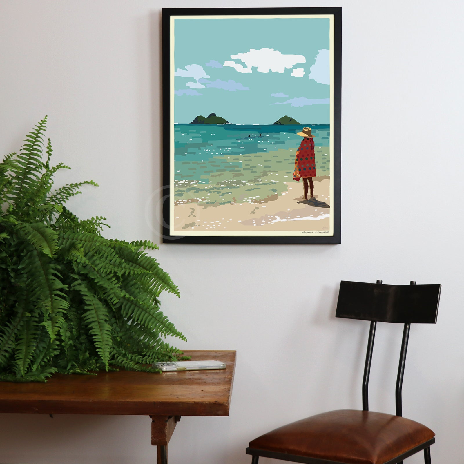 Twin Island Peace Art Print 18" x 24" Framed Wall Poster By Alan Claude - Hawaii