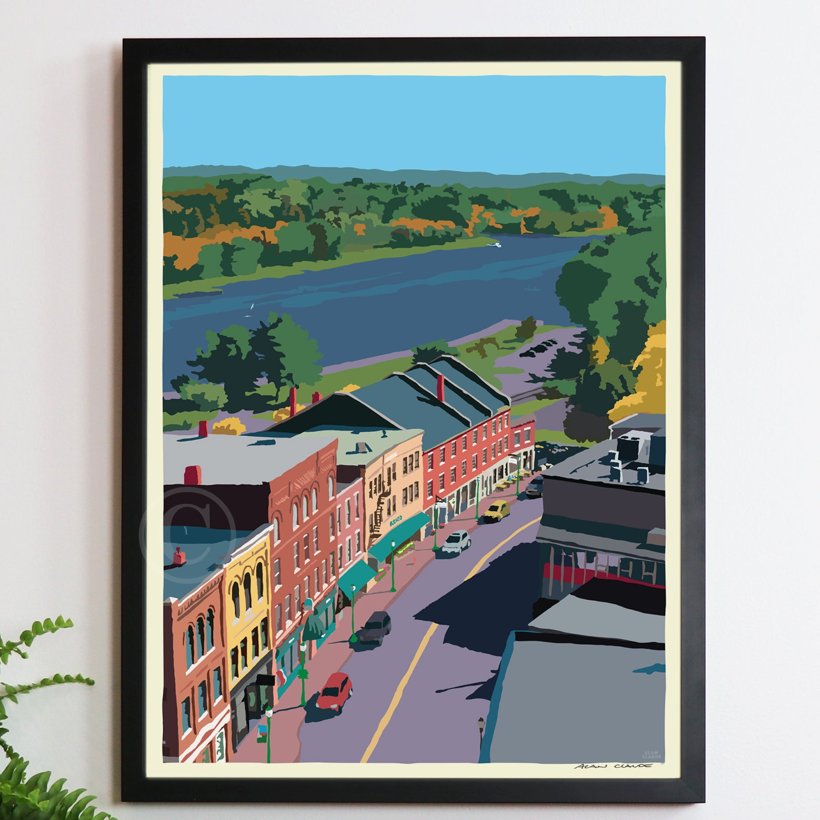 Above Gardiner Art Print 18" x 24" Framed Wall Poster By Alan Claude - Maine