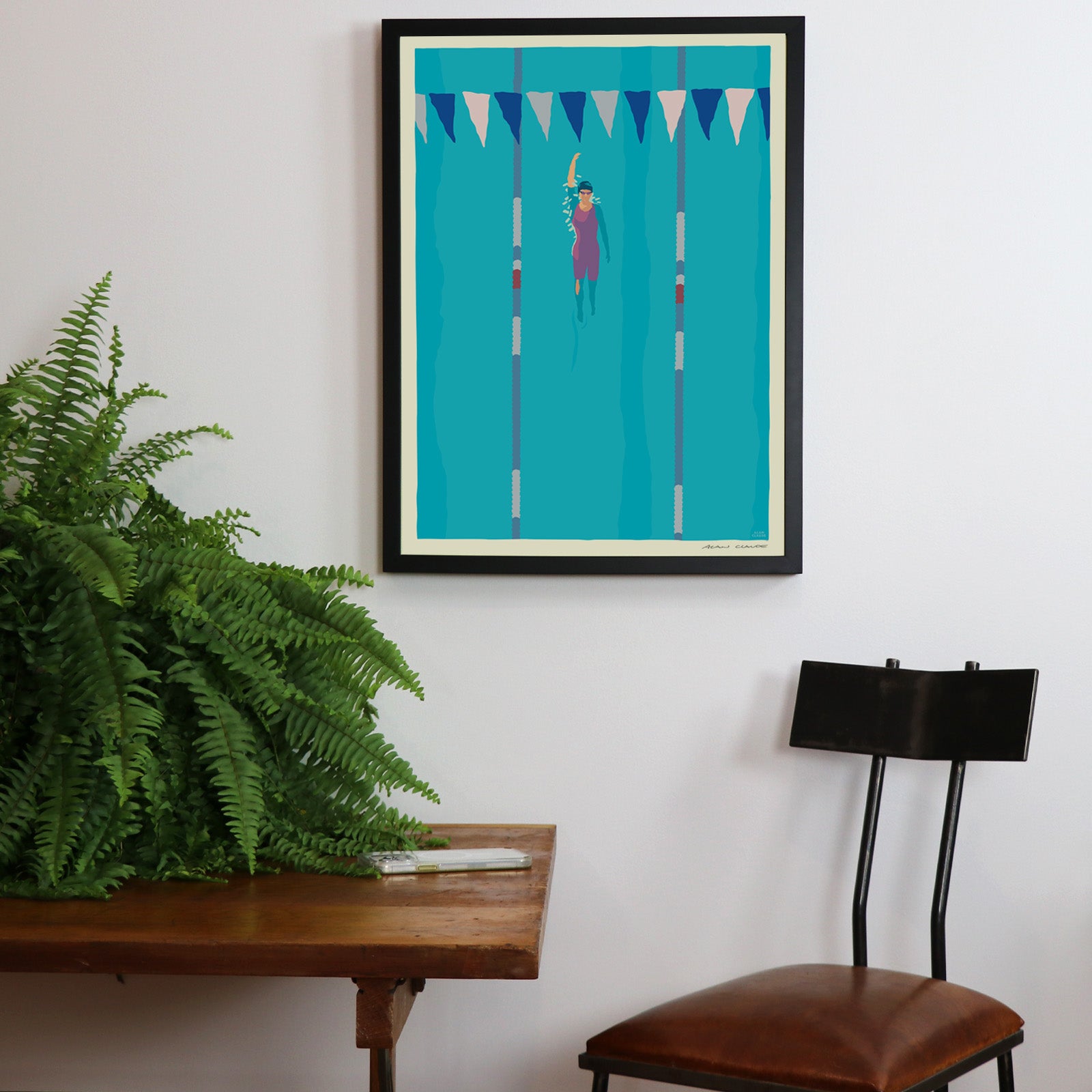 Backstroke Art Print 18" x 24" Framed Wall Poster By Alan Claude - Maine