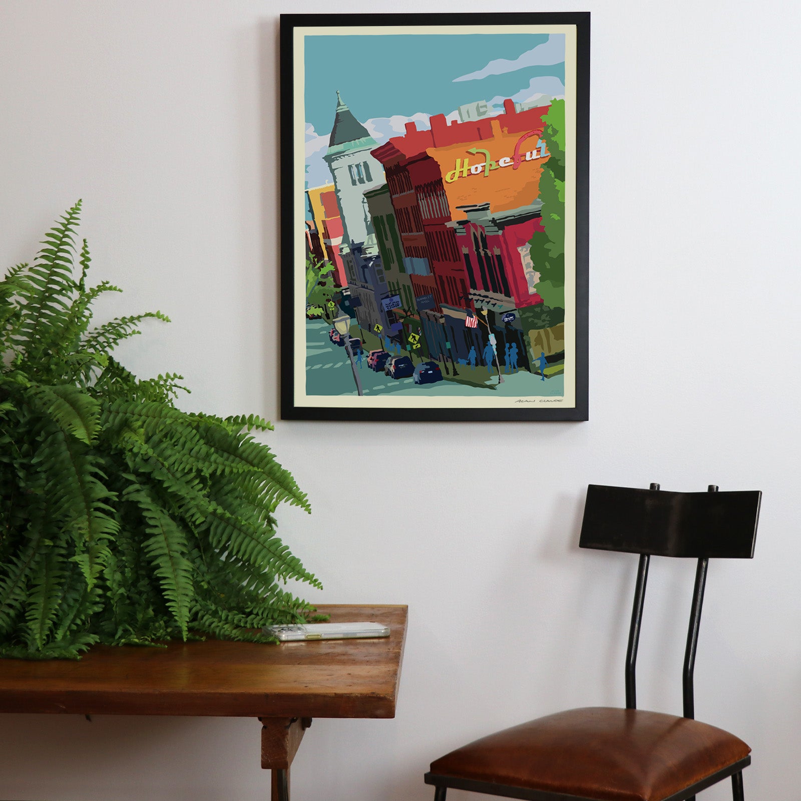 Hopeful Augusta Art Print 18" x 24" Framed Wall Poster By Alan Claude - Maine