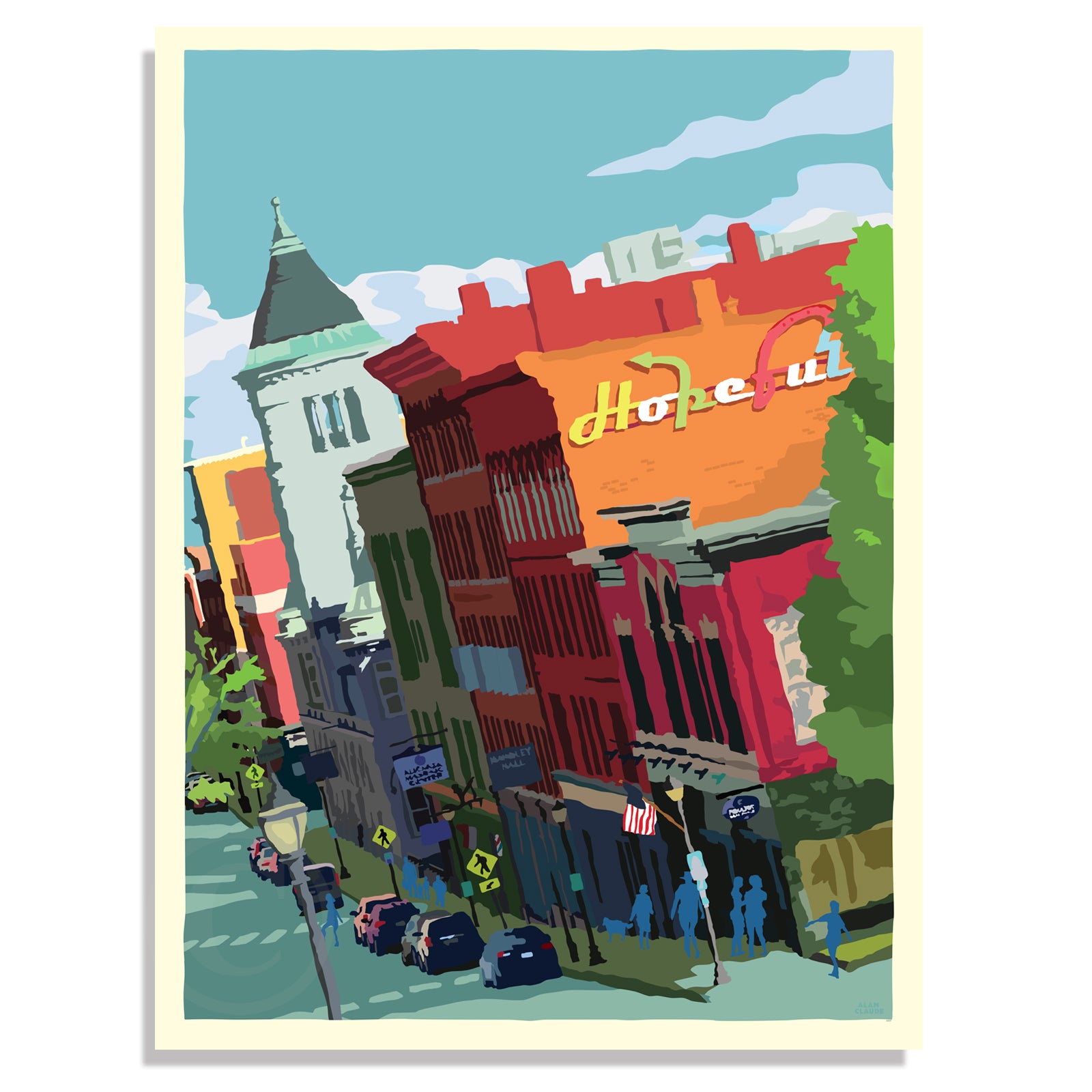 18" x 24" Hopeful Augusta Art Print Wall Poster By Alan Claude - Maine