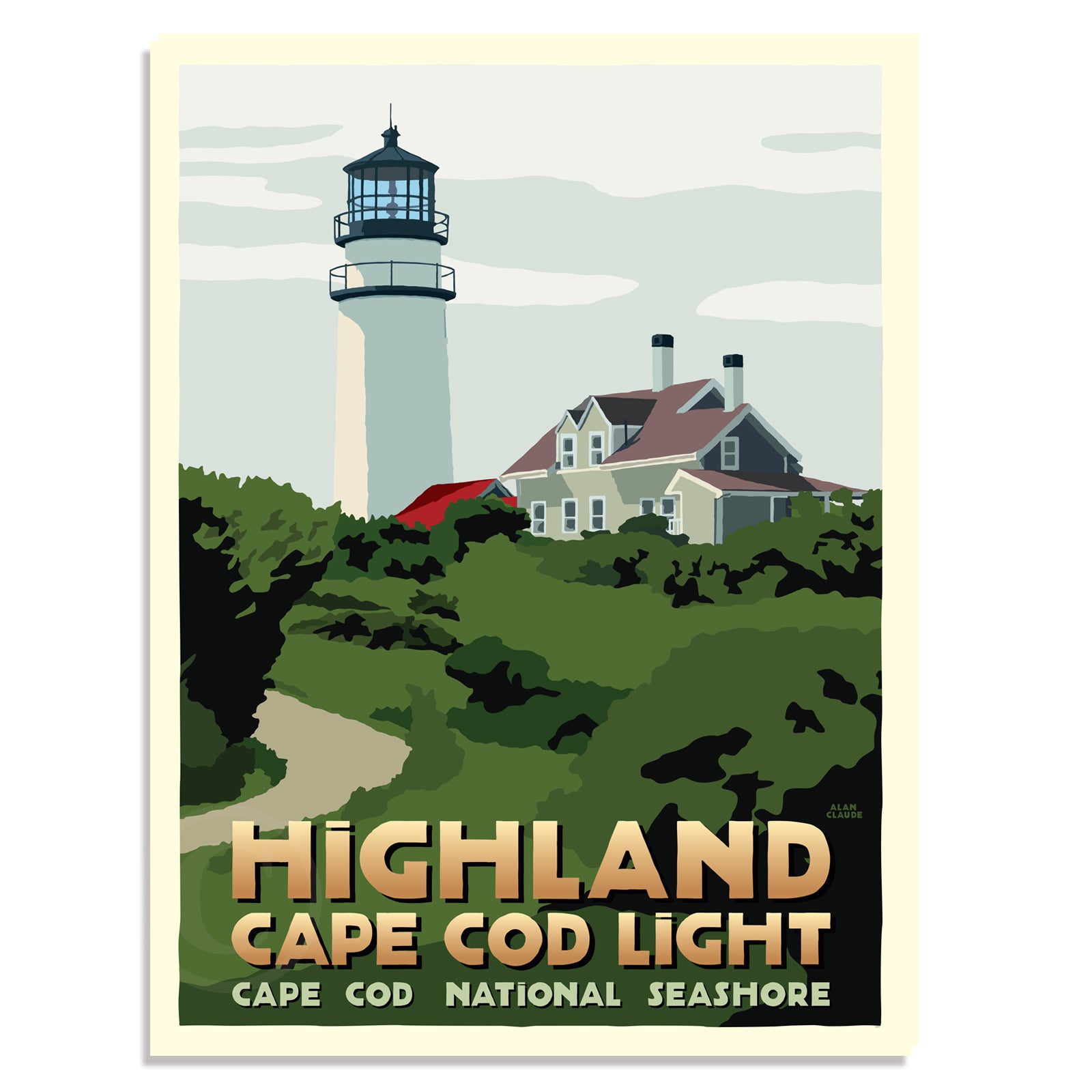 Highland Light Art Print 18" x 24" Travel Poster - Massachusetts