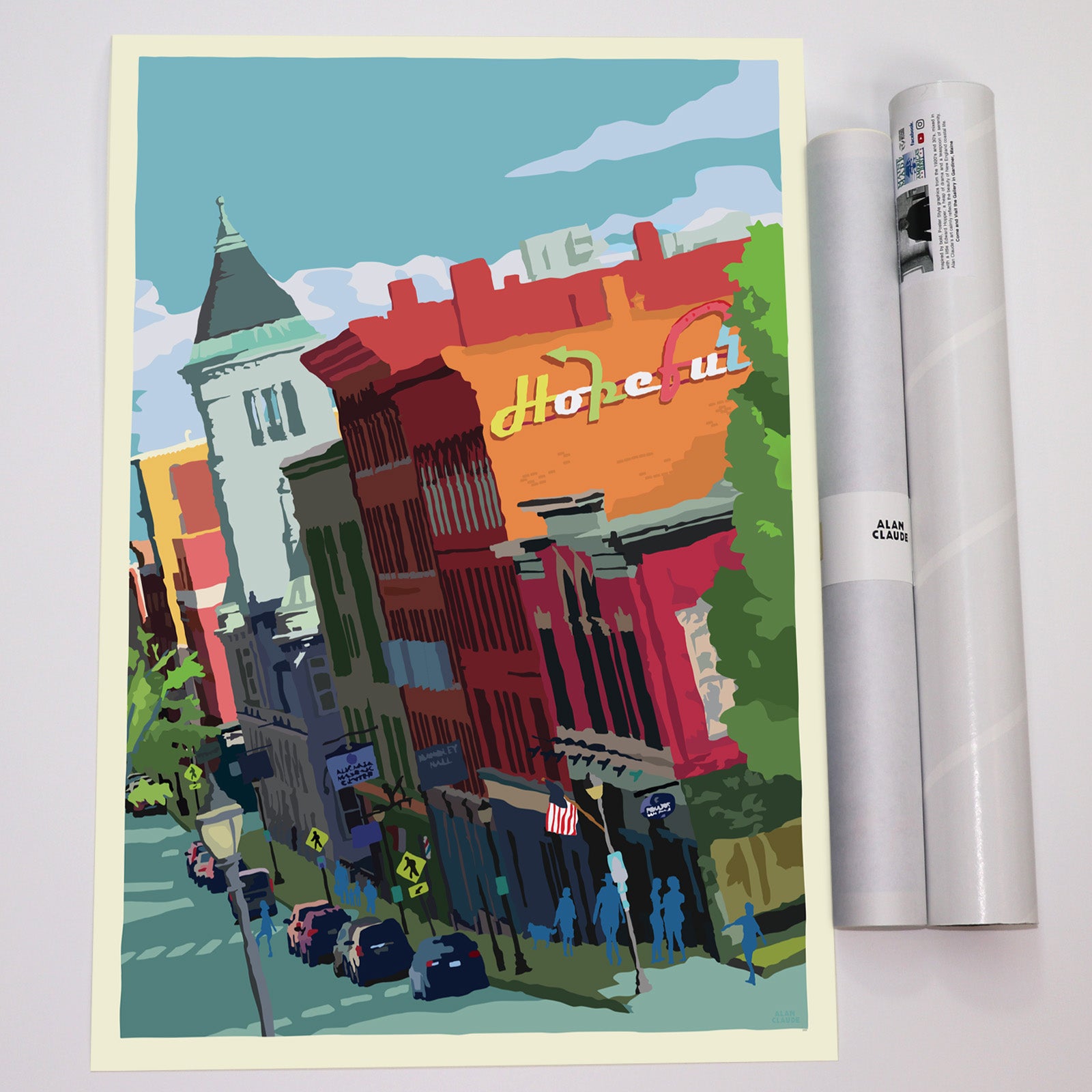 18" x 24" Hopeful Augusta Art Print Wall Poster By Alan Claude - Maine