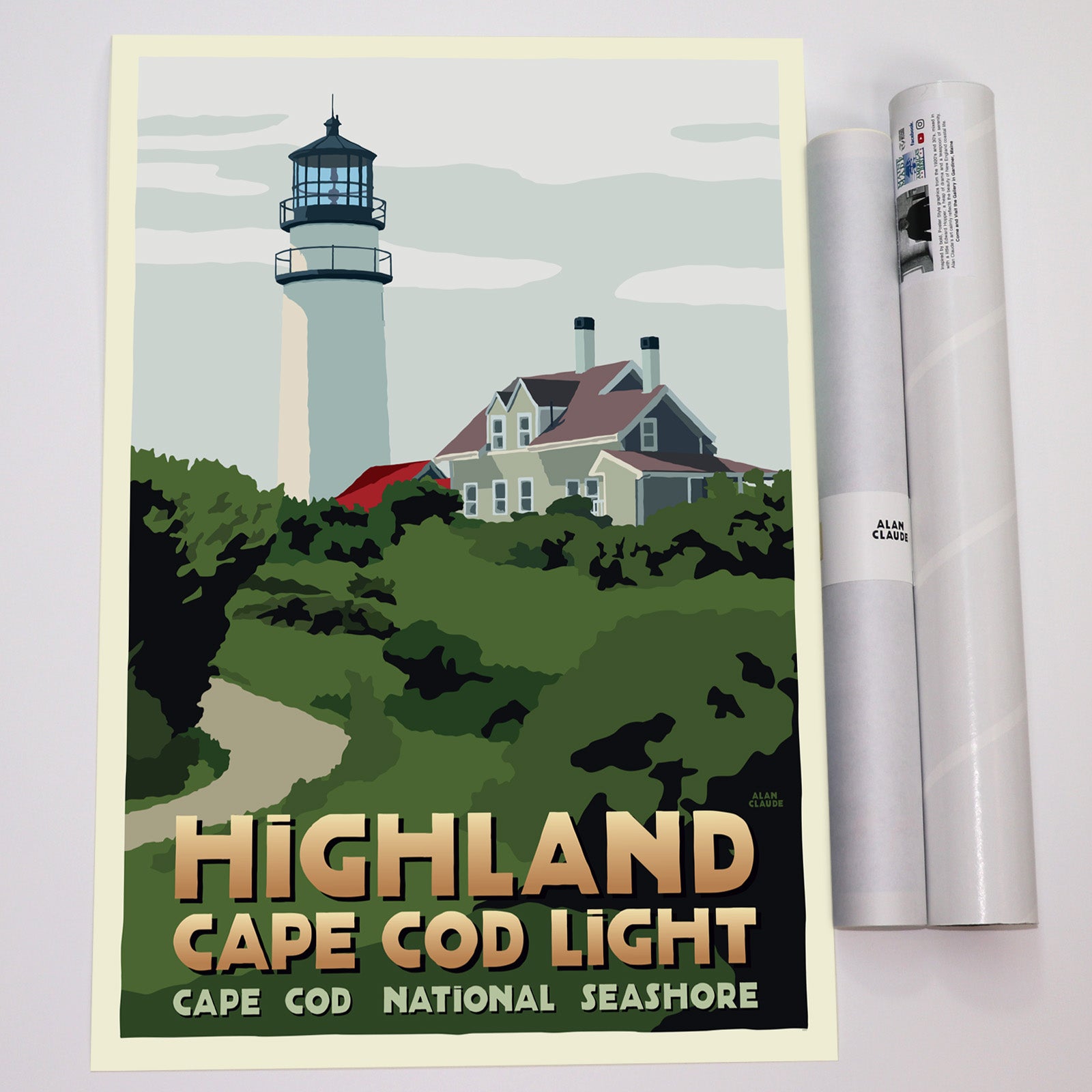 Highland Light Art Print 18" x 24" Travel Poster - Massachusetts