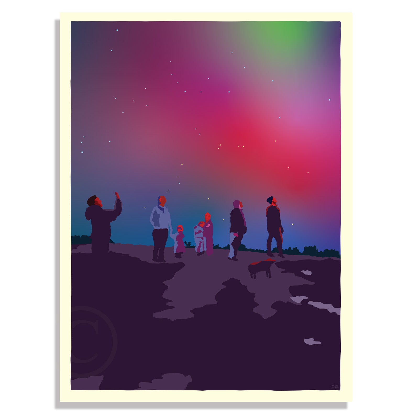 Northern Lights Art Print 18" x 24" Wall Poster By Alan Claude - Maine