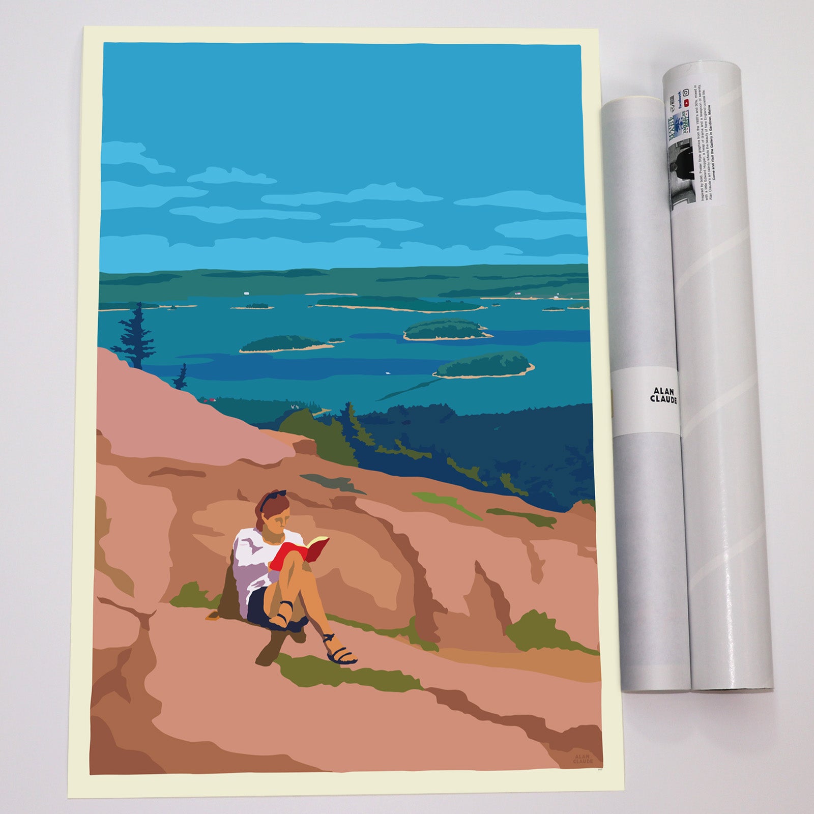 Good Book In Acadia Art Print 18" x 24" Wall Poster By Alan Claude - Maine