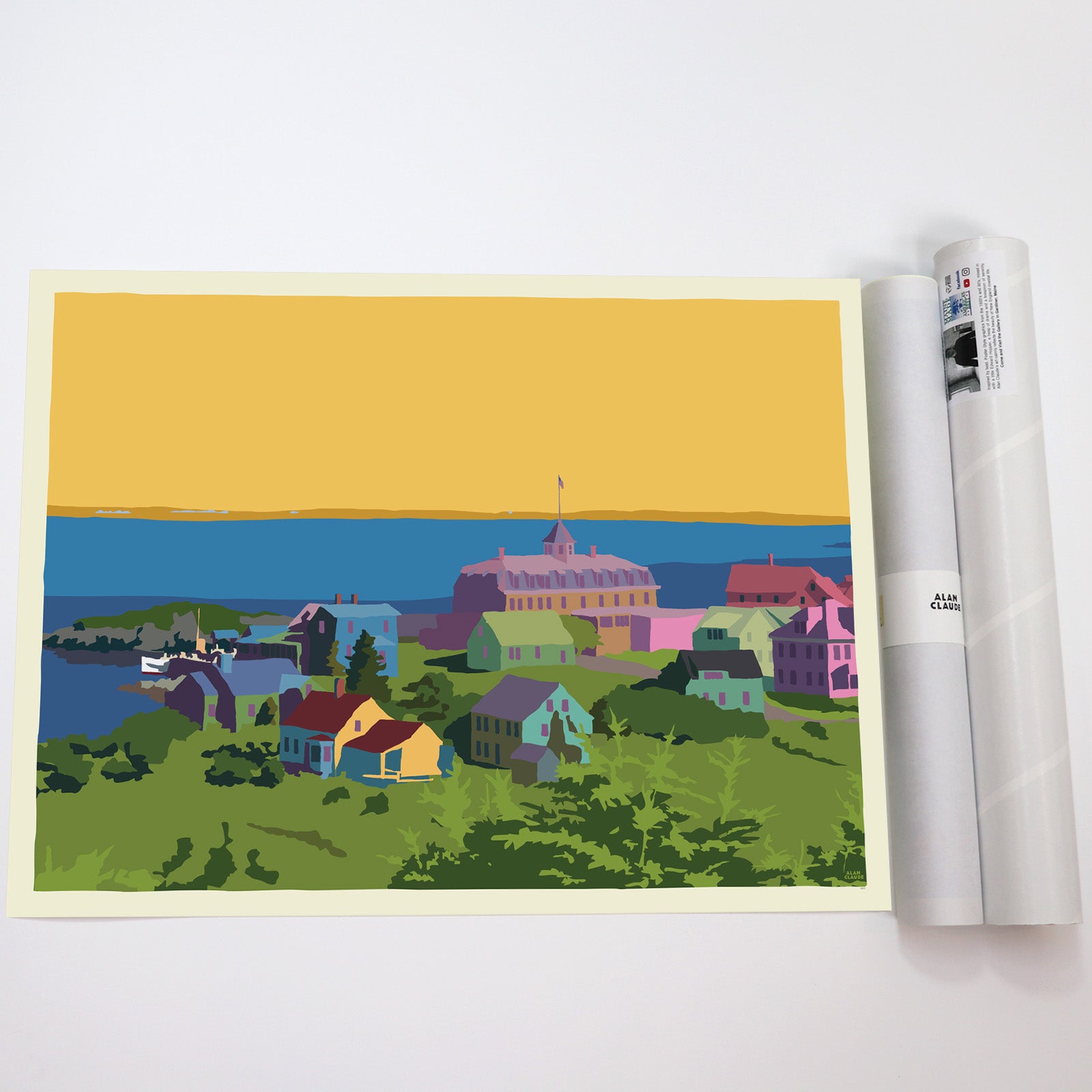 Monhegan Sunset Art Print 18" x 24" Wall Poster By Alan Claude - Maine