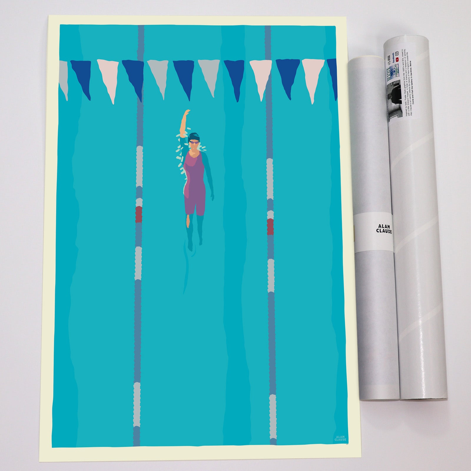 18" x 24" Backstroke Art Print Wall Poster By Alan Claude - Maine