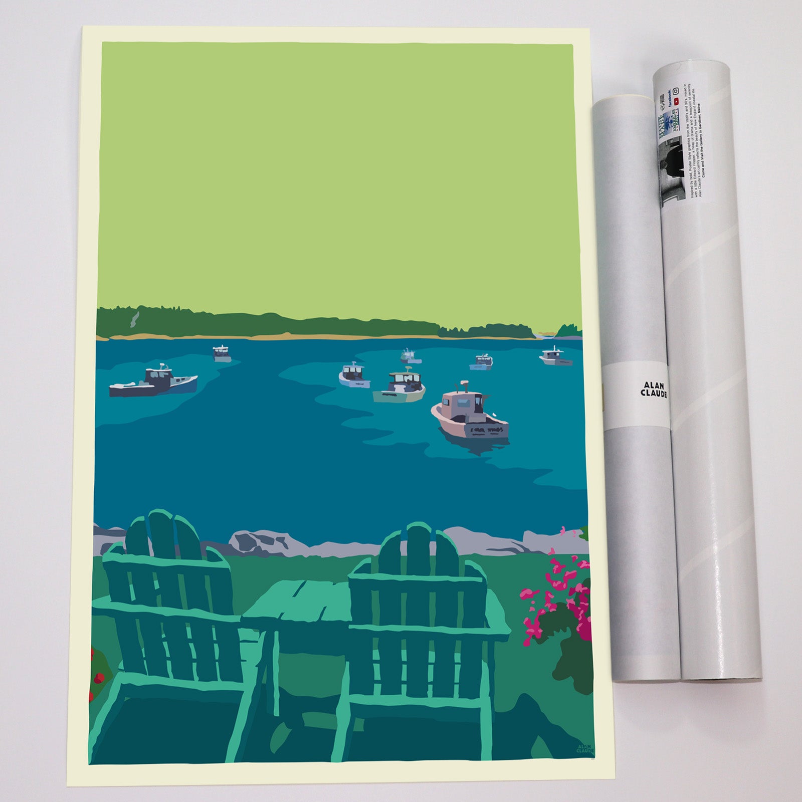 Chairished View Art Print 18" x 24" Wall Poster By Alan Claude - Maine
