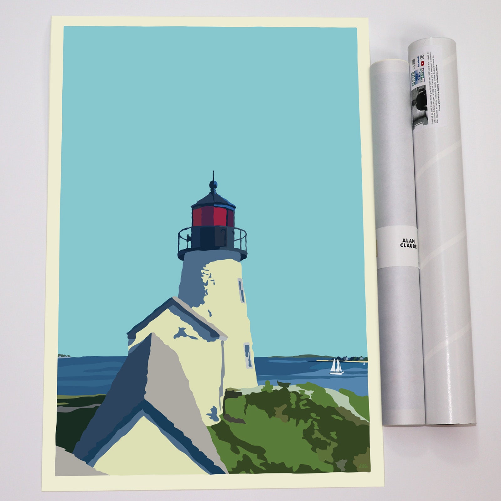 Clear View Art Print 18" x 24" Travel Poster By Alan Claude - Boothbay Harbor, Maine