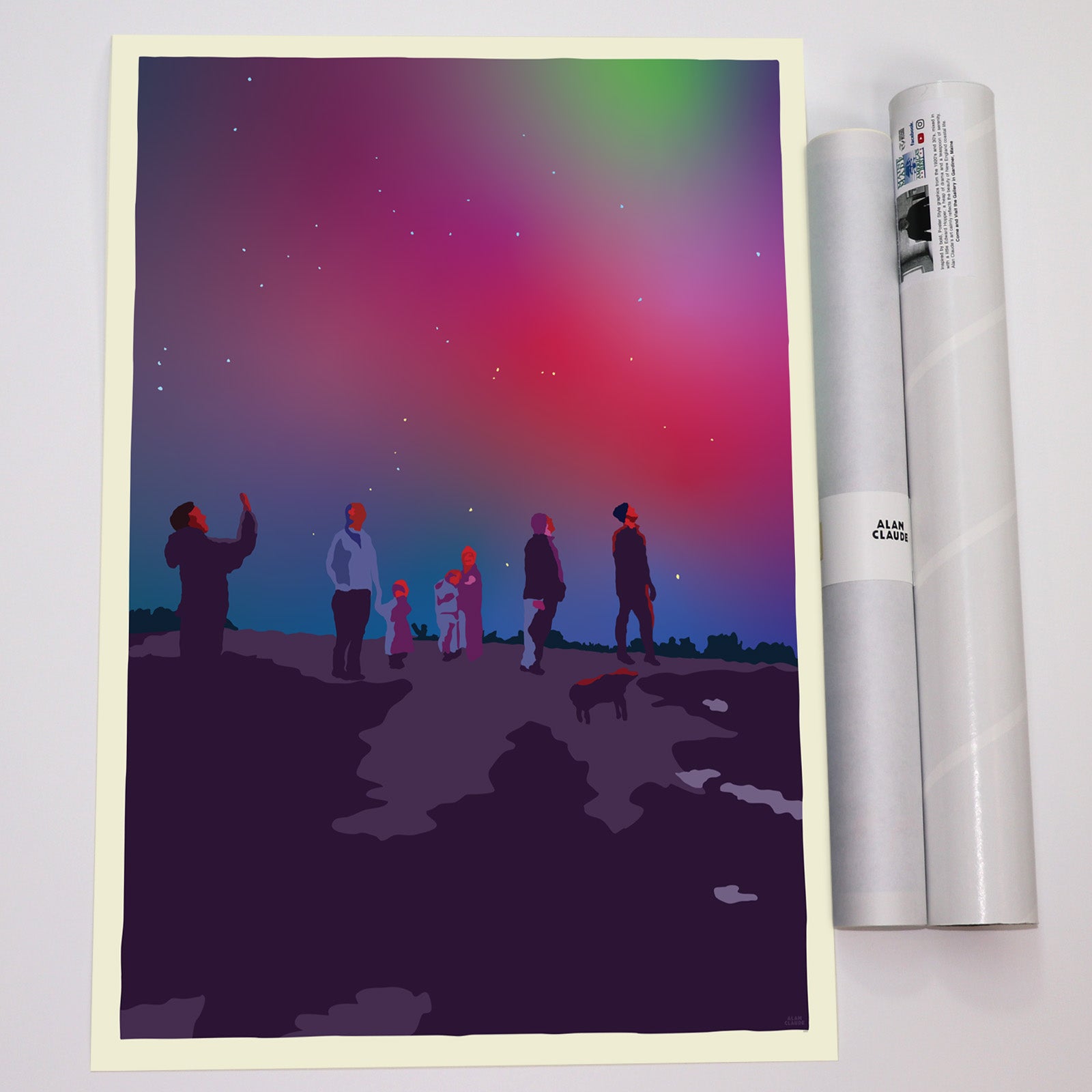 Northern Lights Art Print 18" x 24" Wall Poster By Alan Claude - Maine