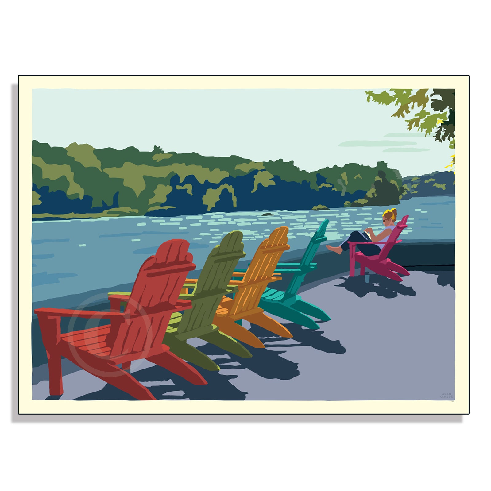 18" x 24" Summer Chairs Art Print Wall Poster Horizontal By Alan Claude - Maine