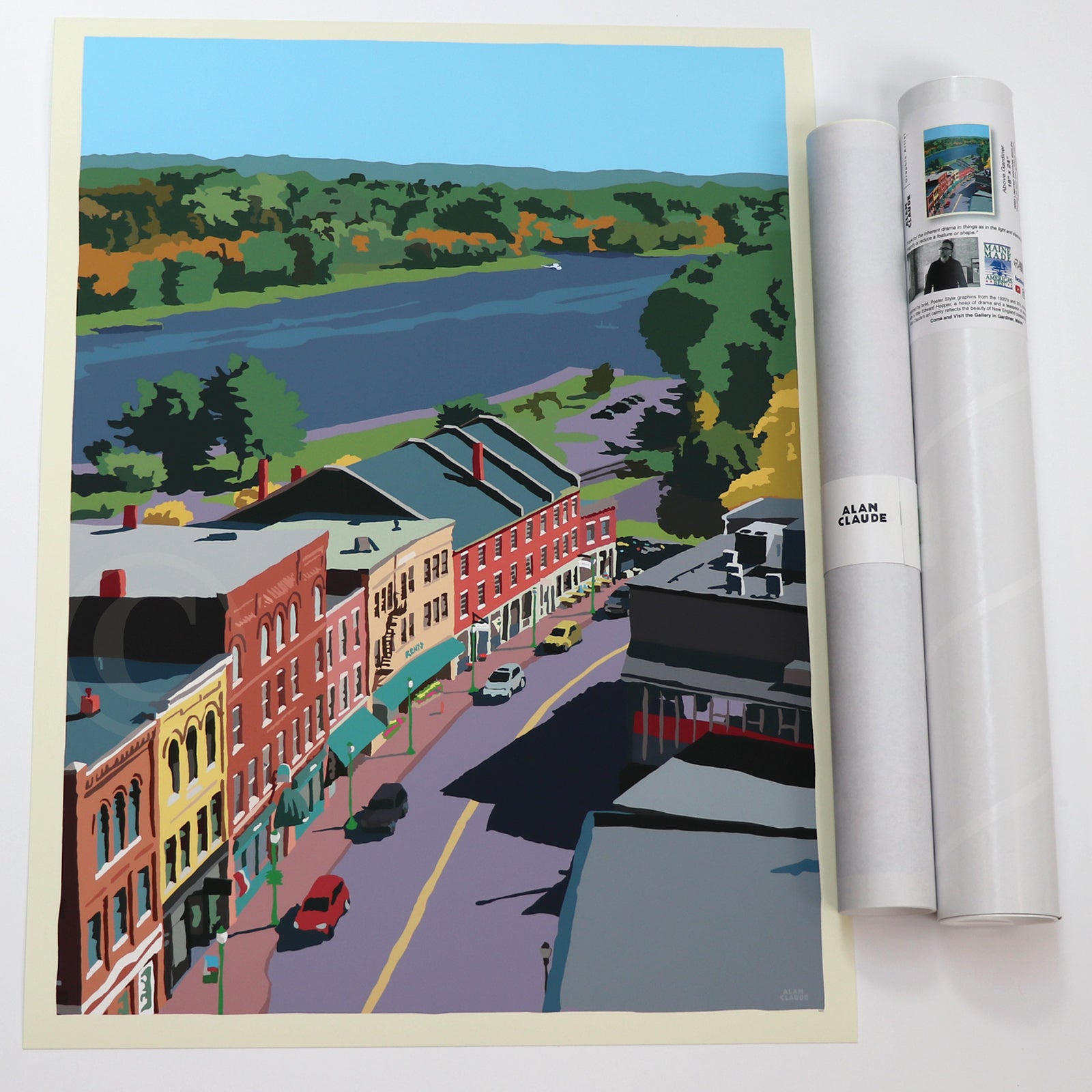 Above Gardiner Art Print 18" x 24" Wall Poster By Alan Claude - Maine