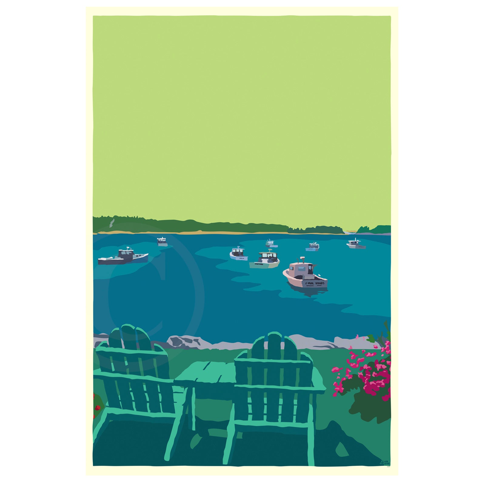 Chairished View Art Print 36" x 53" Grand View Framed Wall Poster - Maine