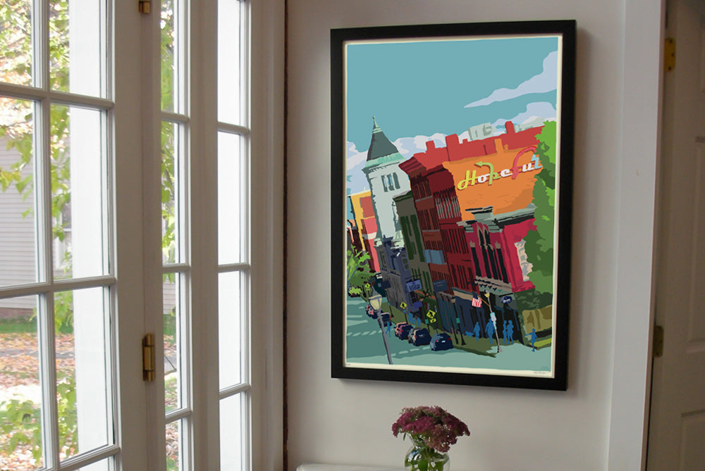Hopeful Augusta Art Print 24" x 36" Framed Wall Poster By Alan Claude - Maine