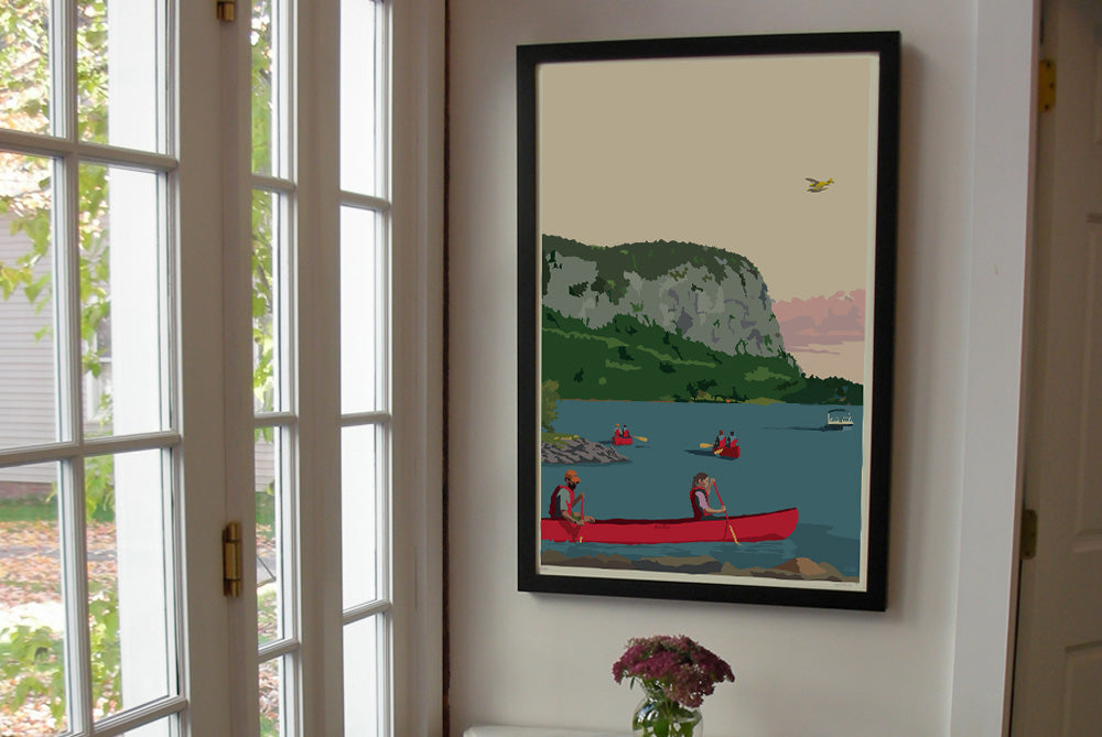 Moosehead Lake Mount Kineo Art Print 24" x 36" Framed Travel Poster By Alan Claude - Maine