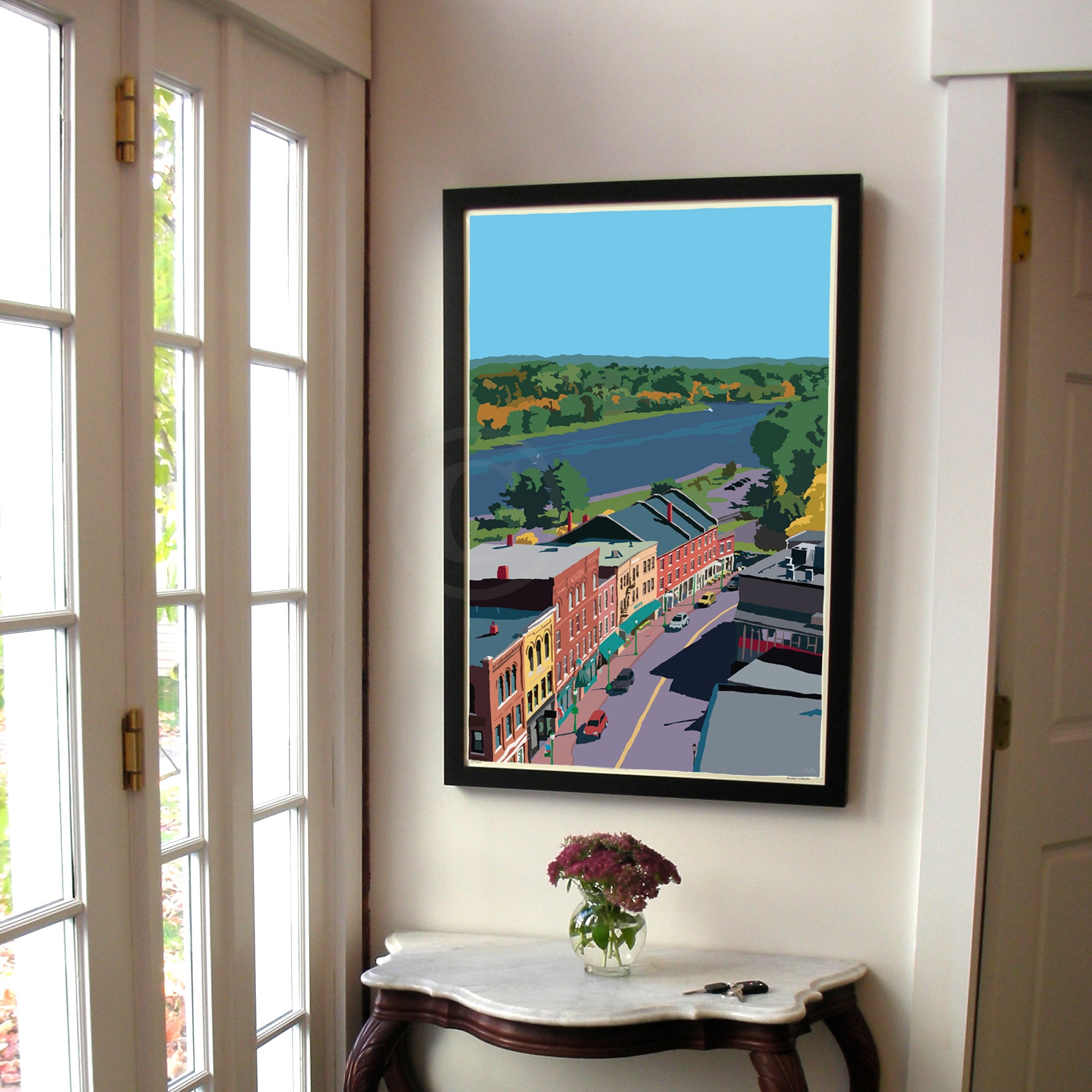 Above Gardiner Art Print 24" x 36" Vertical Framed Wall Poster By Alan Claude  - Maine