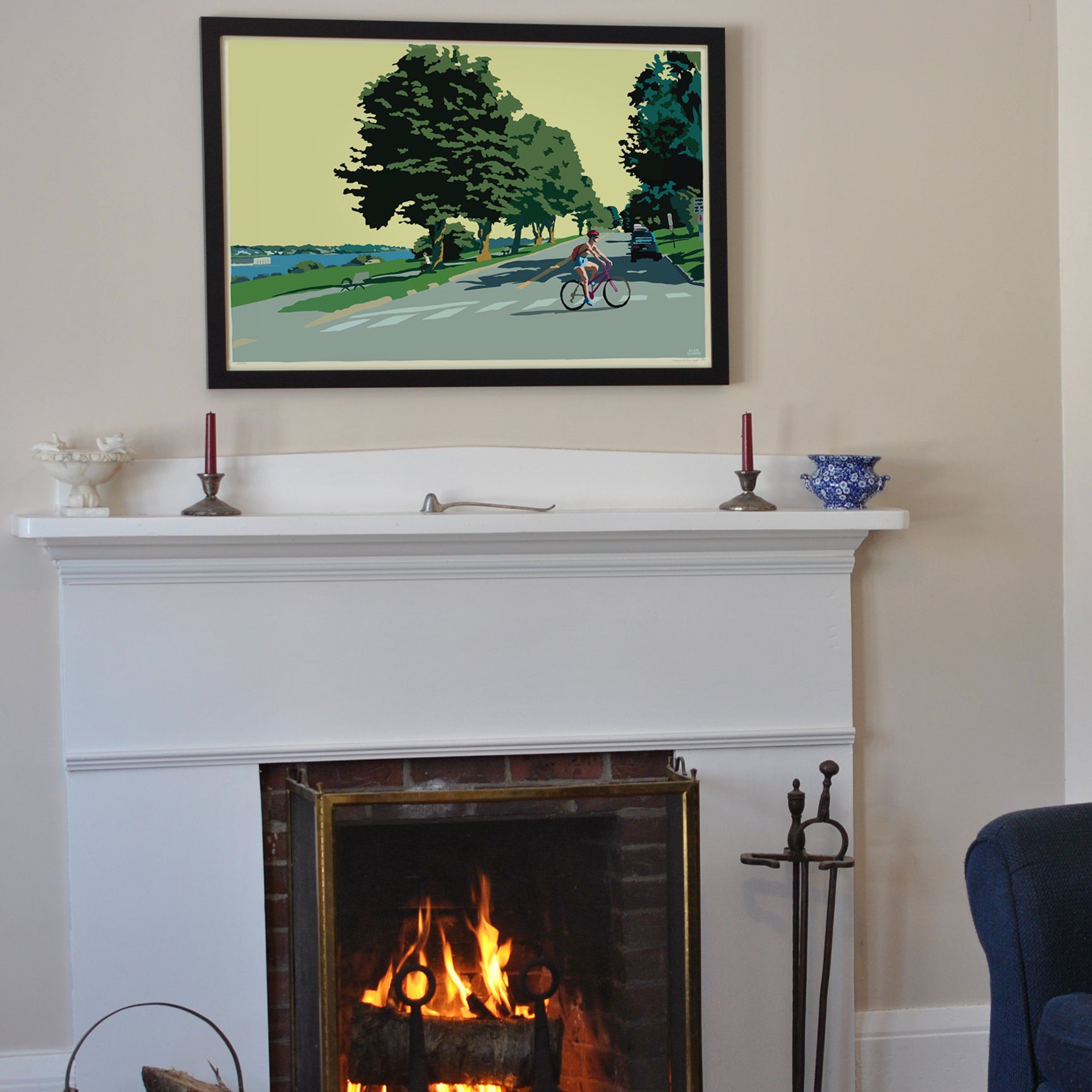 Eastern Promenade Afternoon Art Print 24" x 36" Framed Wall Poster - Maine
