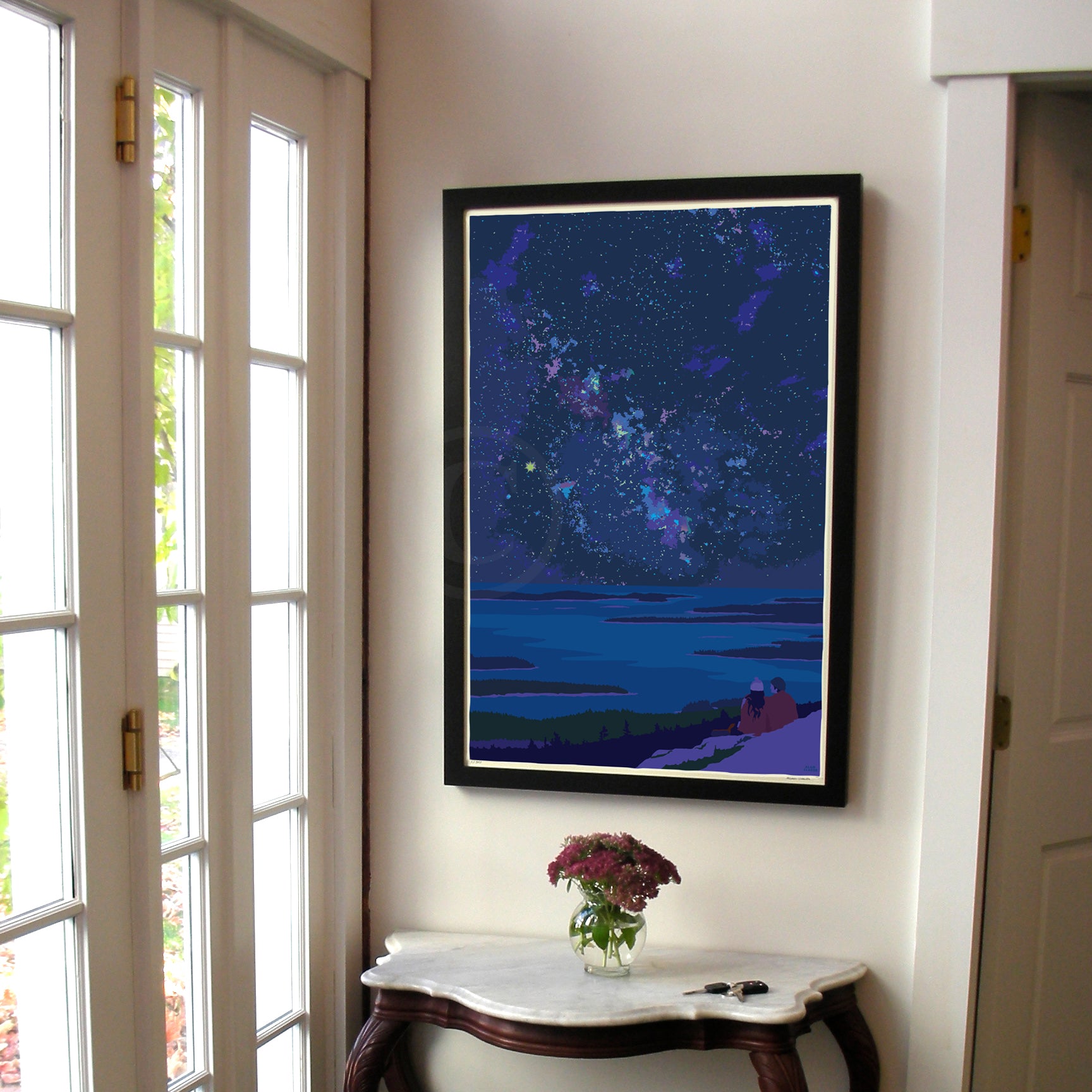 Stargazing Art Print 24" x 36" Framed Travel Poster By Alan Claude - Maine