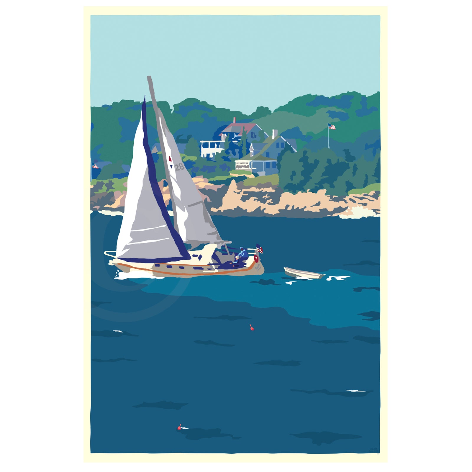 Full Sail Art Print 36" x 53" Wall Poster By Alan Claude - Maine