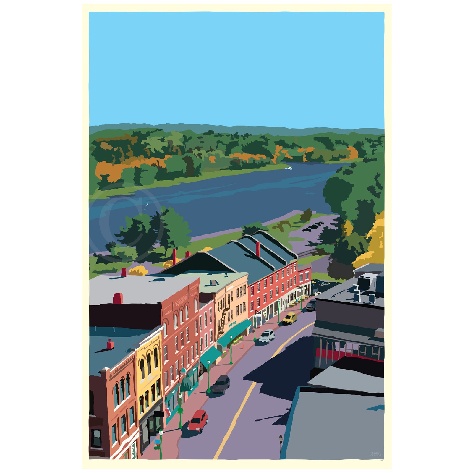 Above Gardiner 36" x 53" Framed Wall Poster - Maine