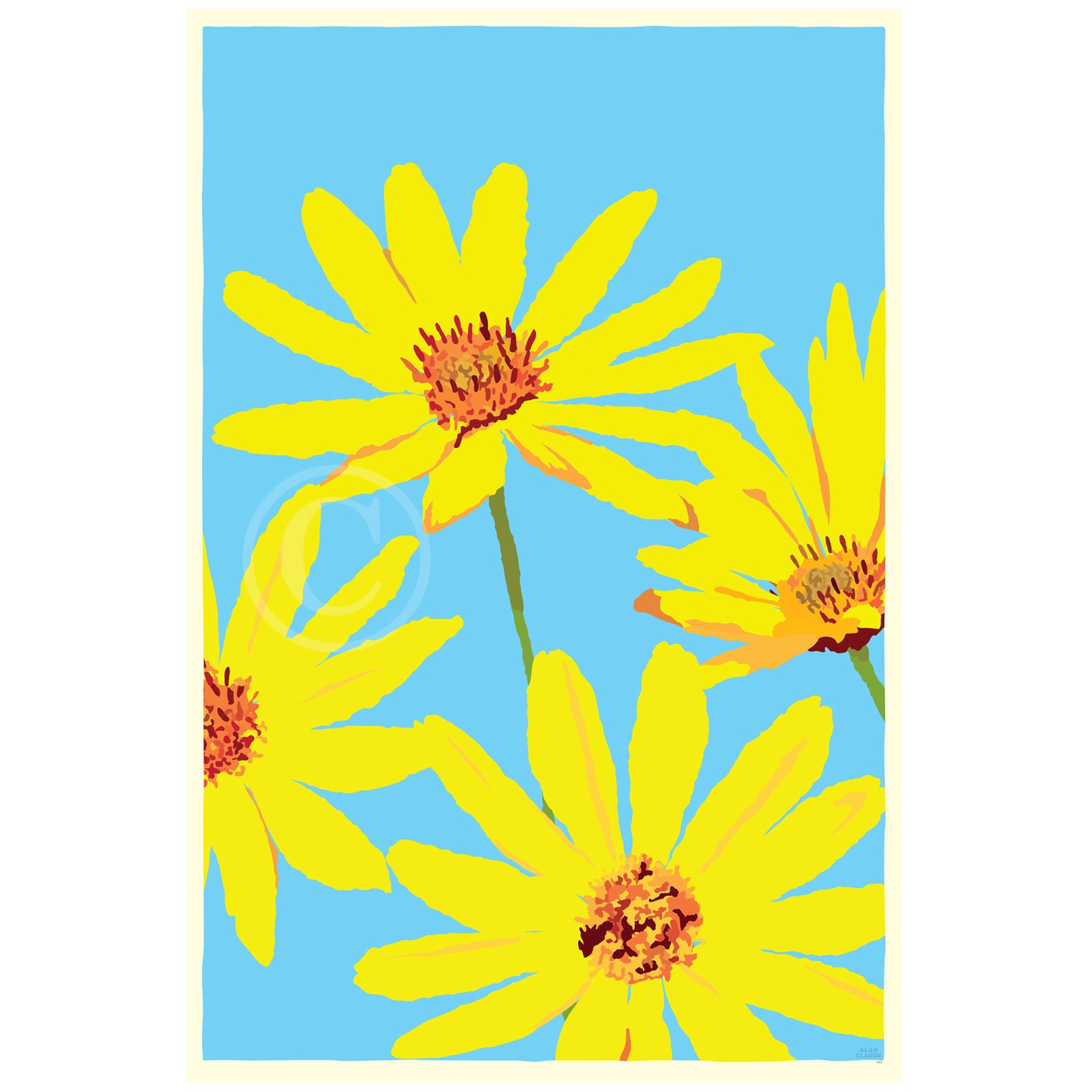 JOY Daisies Art Print 24" x 36" Framed Wall Poster - Maine