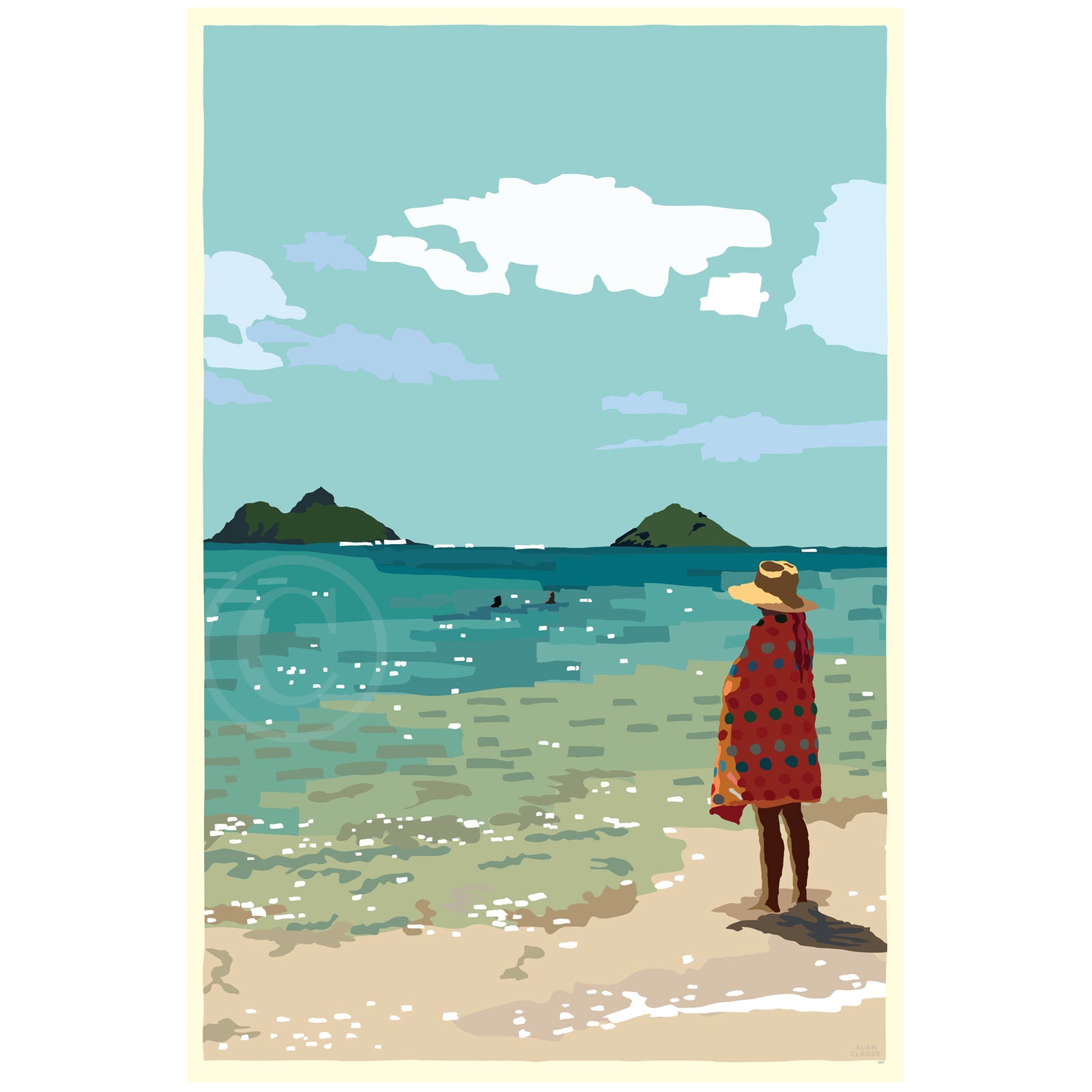 Twin Island Peace Art Print 36" x 53" Framed Wall Poster - Kailua, Hawaii