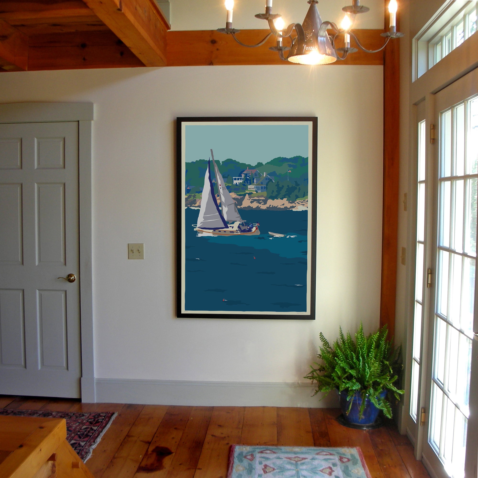 Full Sail Art Print 36" x 53" Grand View Framed Wall Poster - Maine