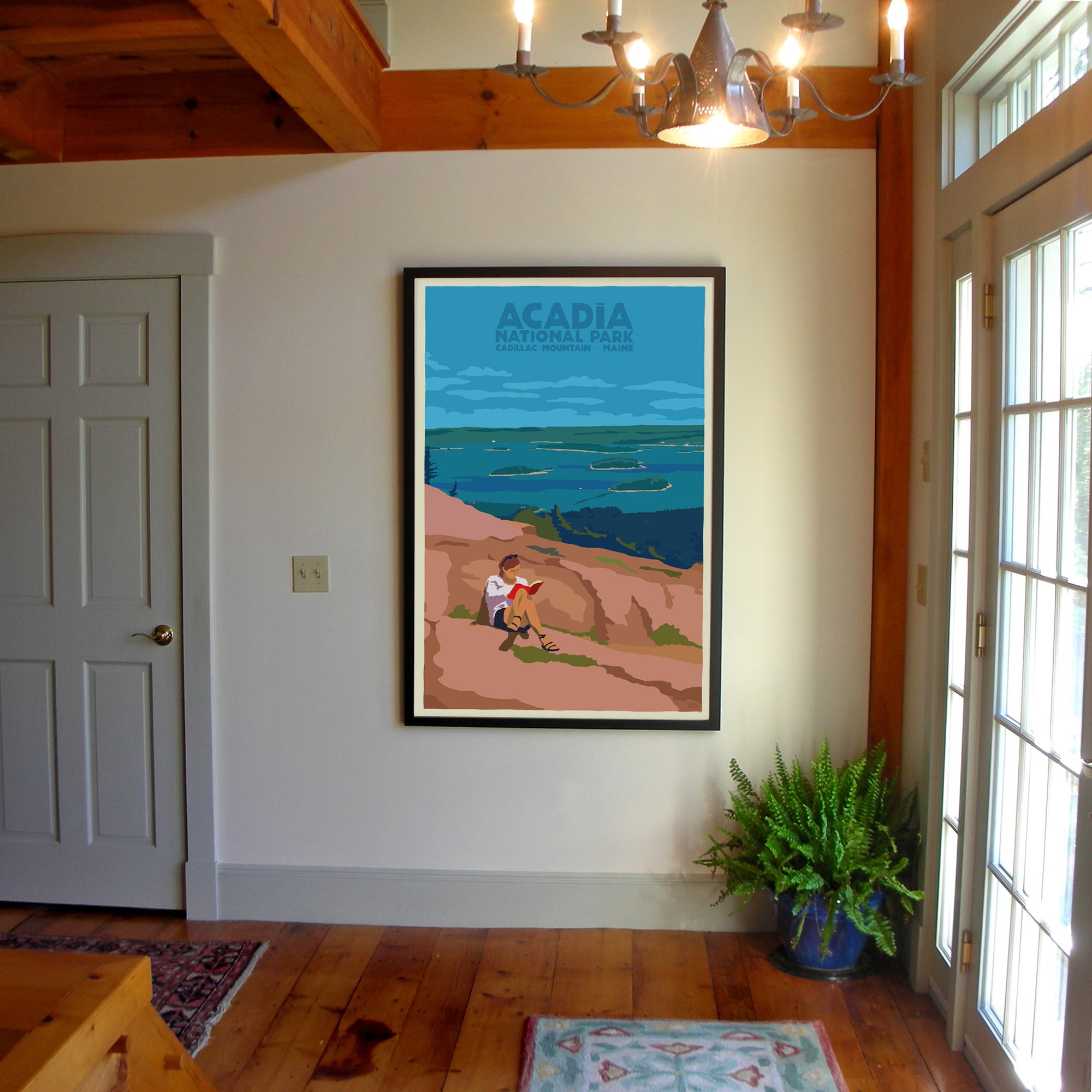 Good Book In Acadia Travel Poster Art Print 36" x 53" Grand View Framed Poster - Maine