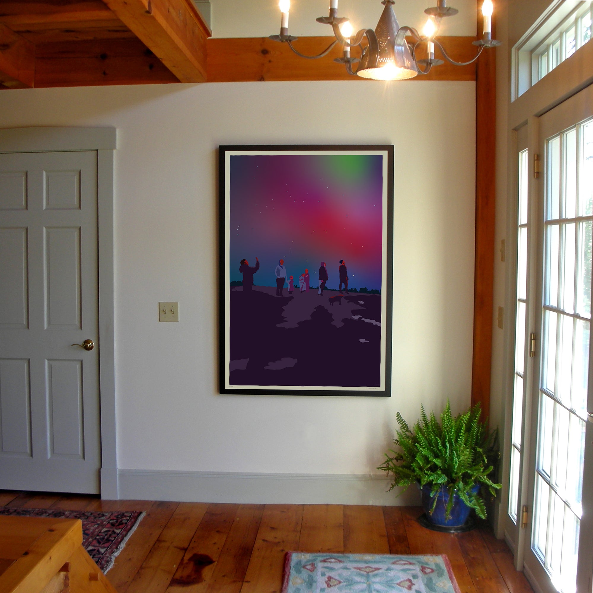 Northern lights Art Print 36" x 53" Grand View Framed Wall Poster - Maine