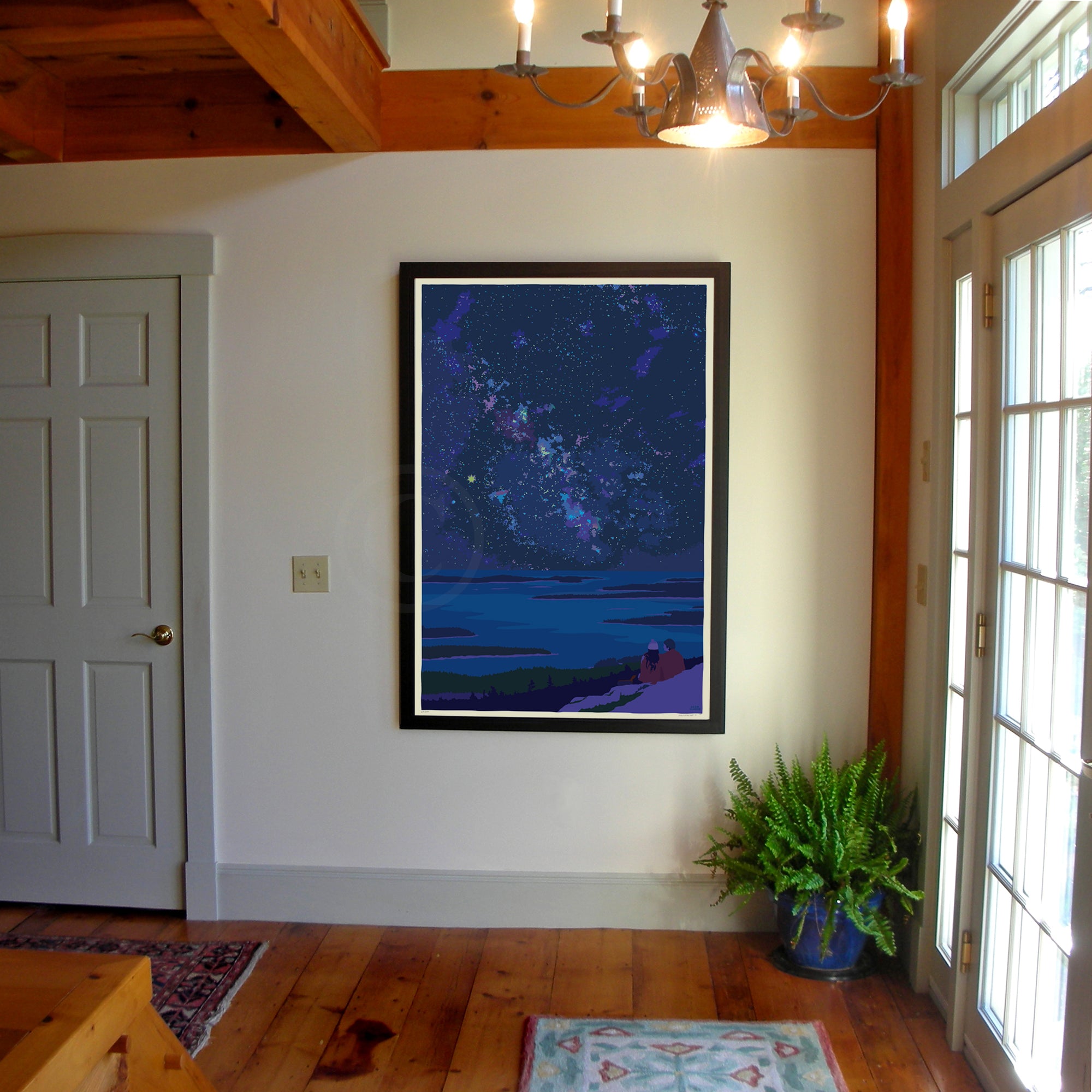 Stargazing Art Print 36" x 53" Framed Travel Poster - Maine