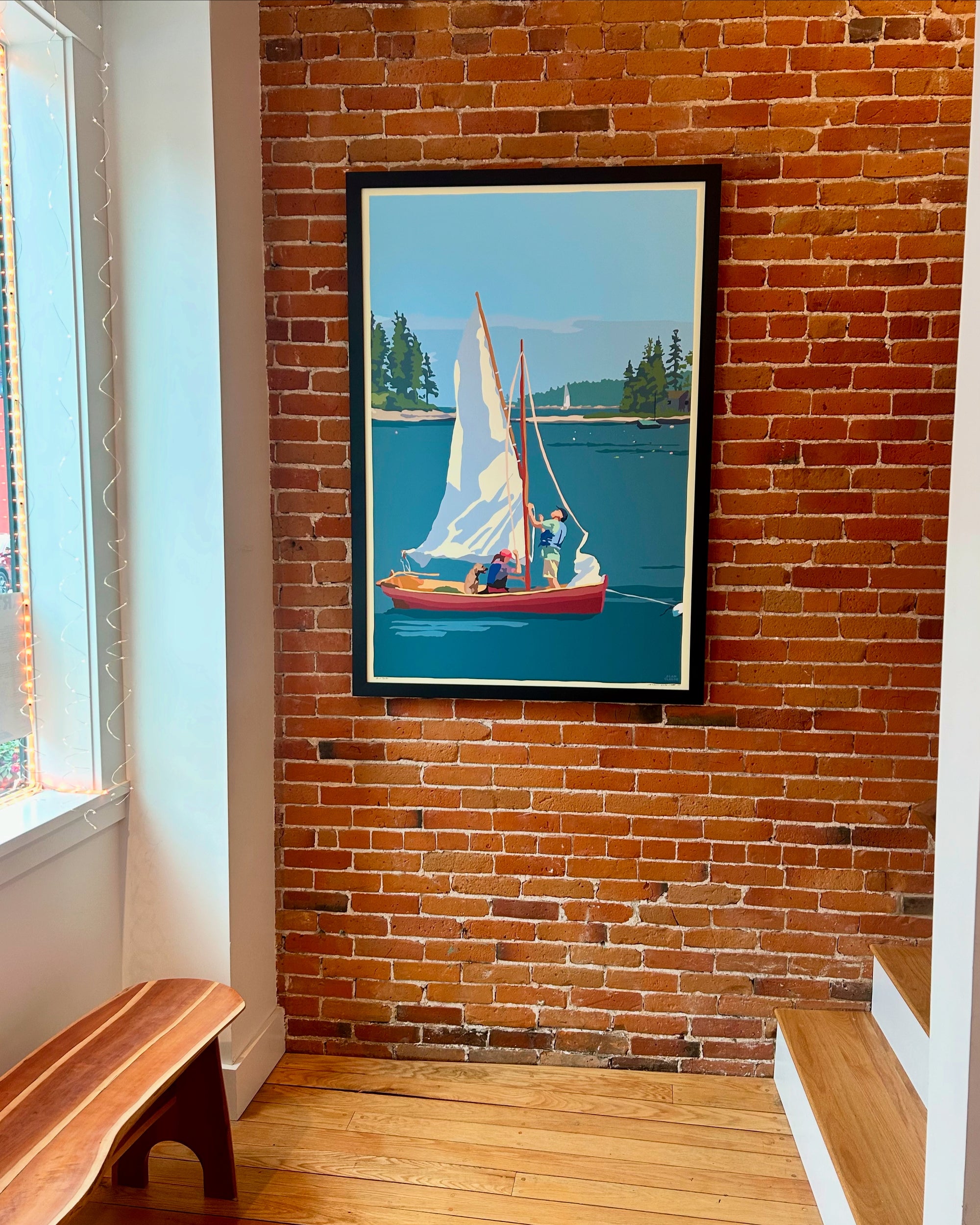 Hoist The Sail Art Print 36" x 53" Framed Wall Poster By Alan Claude - Maine