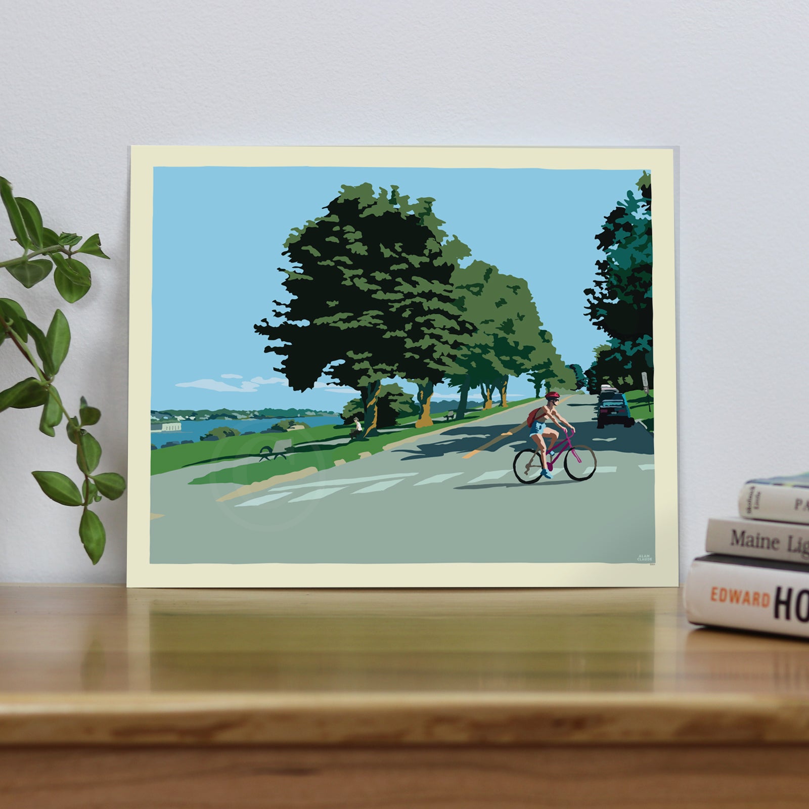 Eastern Promenade Blue Afternoon Art Print 8" x 10" Wall Poster By Alan Claude - Portland, Maine