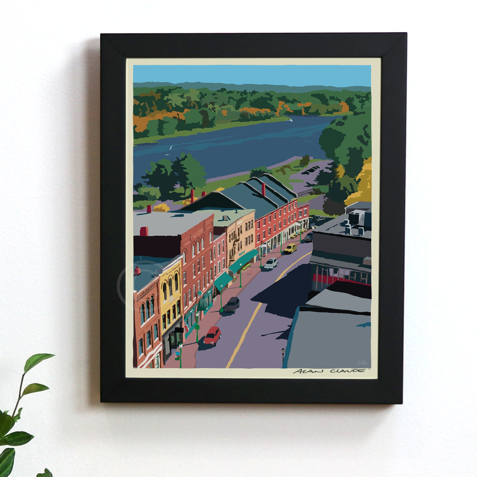 Above Gardiner Art Print 8" x 10" Framed Wall Poster - Maine