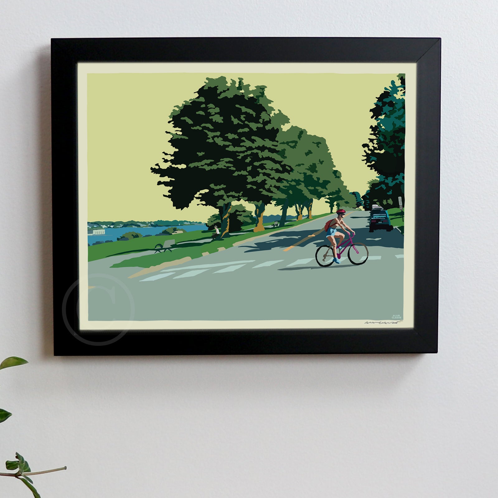 Eastern Promenade Afternoon Art Print 8" x 10" Horizontal Framed Wall Poster - Maine